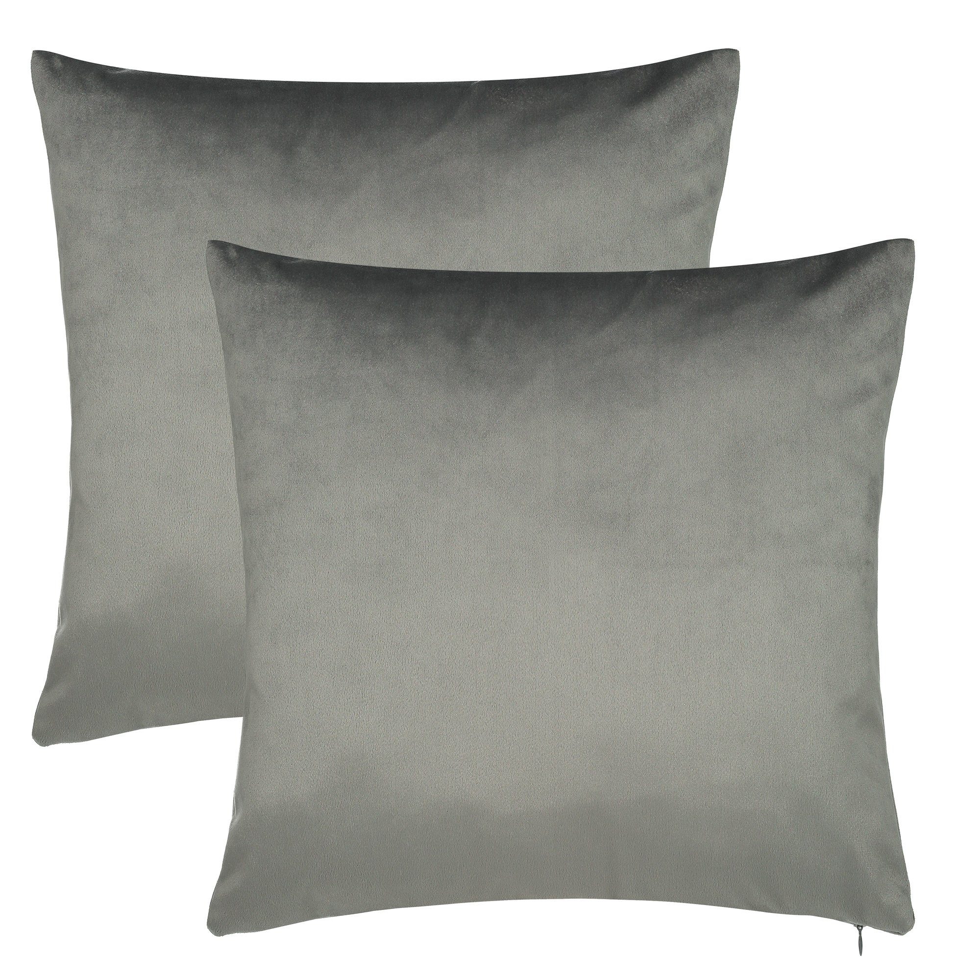 Grau Stilvolle samtigem Kissenbezüge Kissenhülle, aus (2 BARBONS Stoff, Kissenbezug Stück),