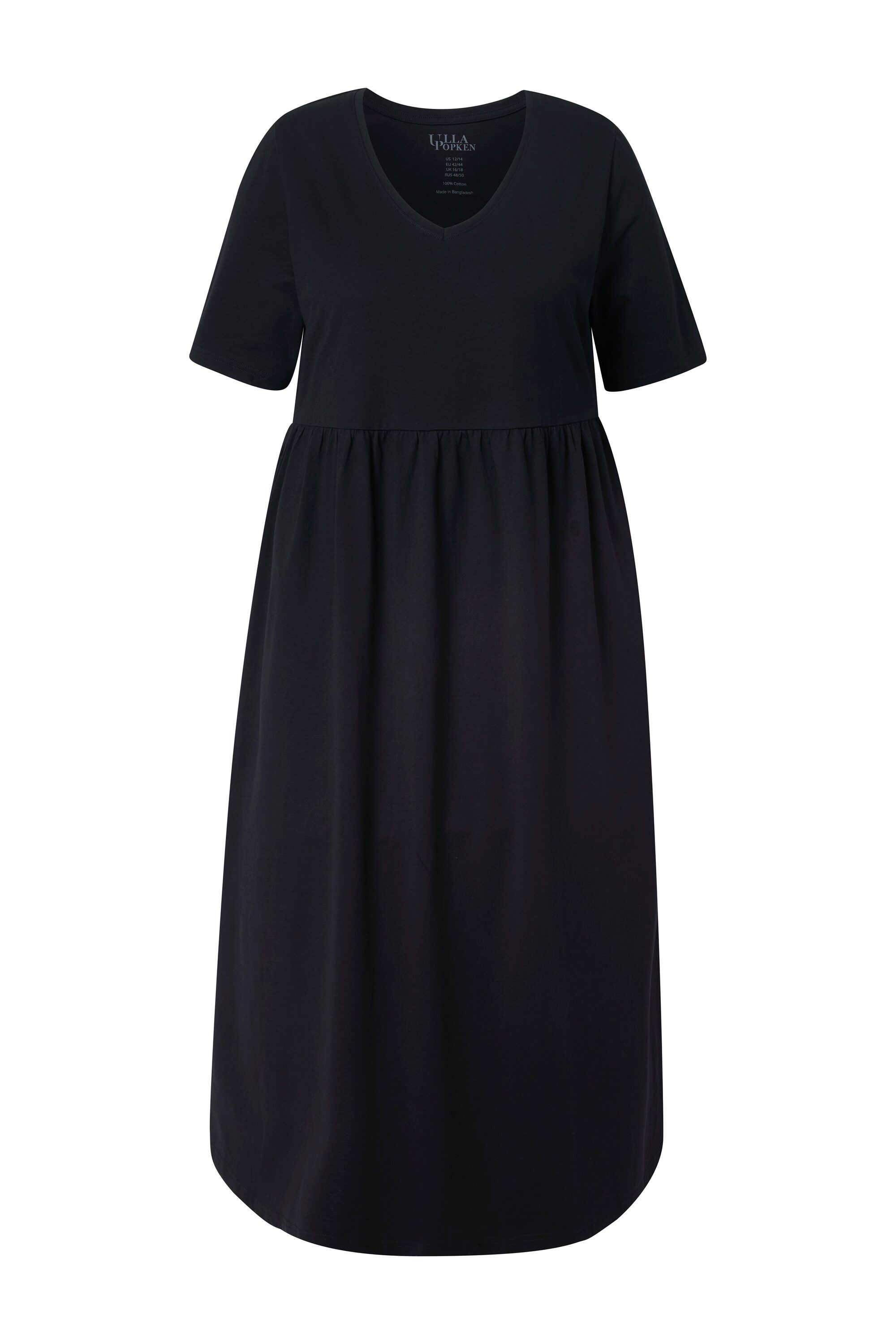 Ulla Popken Maxikleid Maxikleid A-Linie Jersey V-Ausschnitt Halbarm günstig online kaufen