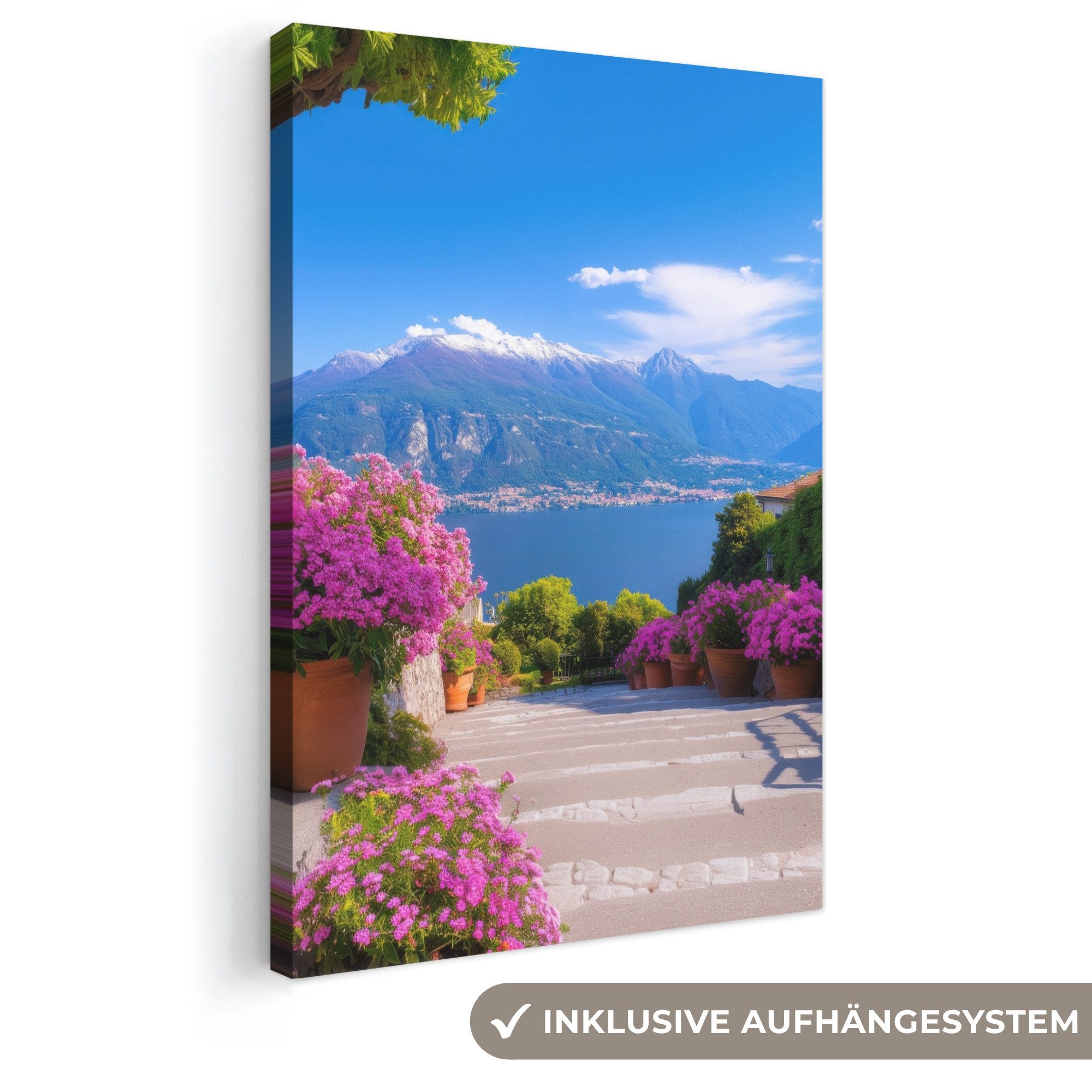 OneMillionCanvasses® Leinwandbild Comer See - Italien - Landschaft, Fotodruck (1 St), Leinwand Canvas Wandbild, Wanddekoration 20x30 cm