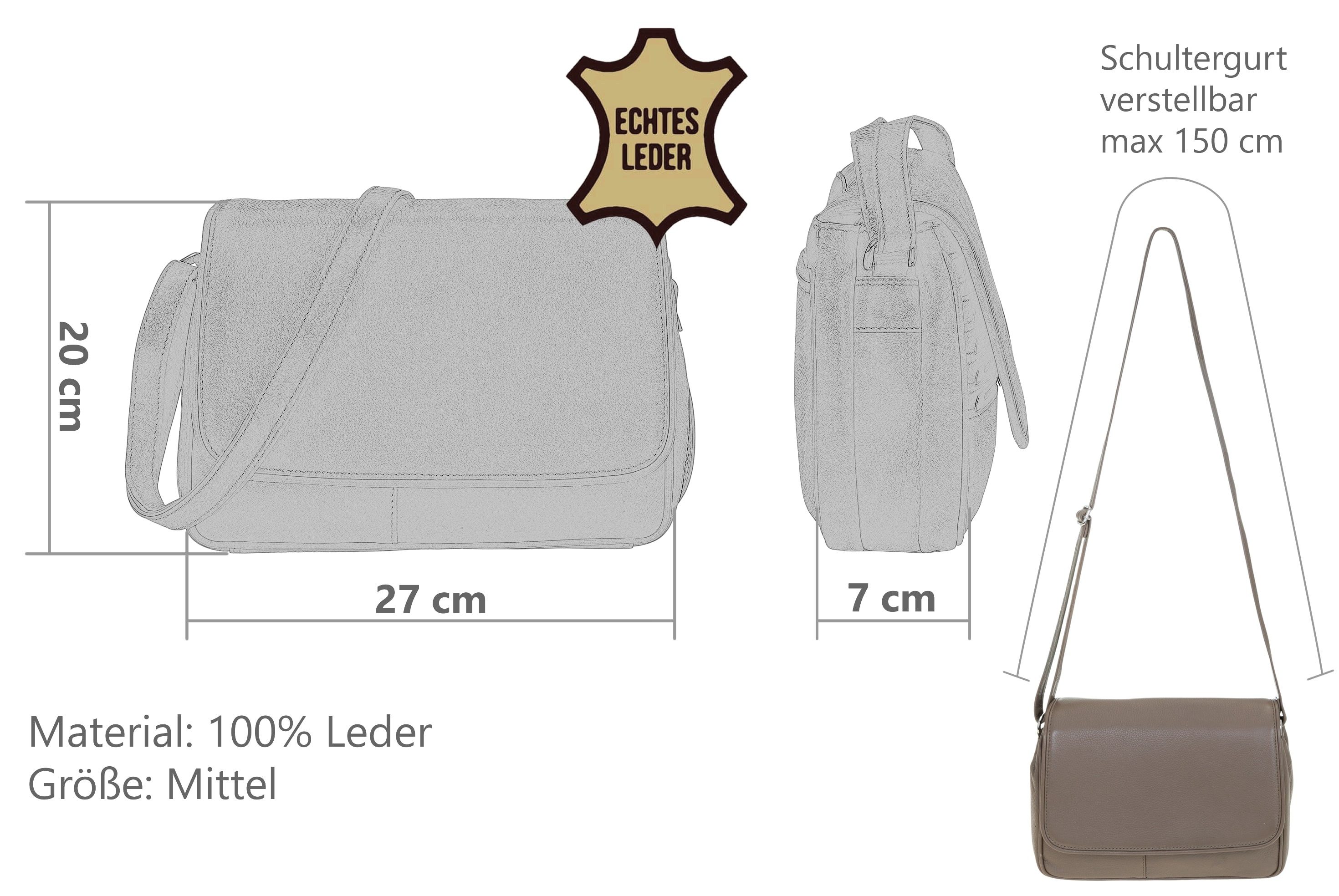 Alessandro Salvatore Handtasche Leder Damen mittel klein Lederhandtasche, Schultertasche Echtleder Damentasche Tasche Florenz 12975 + Etui