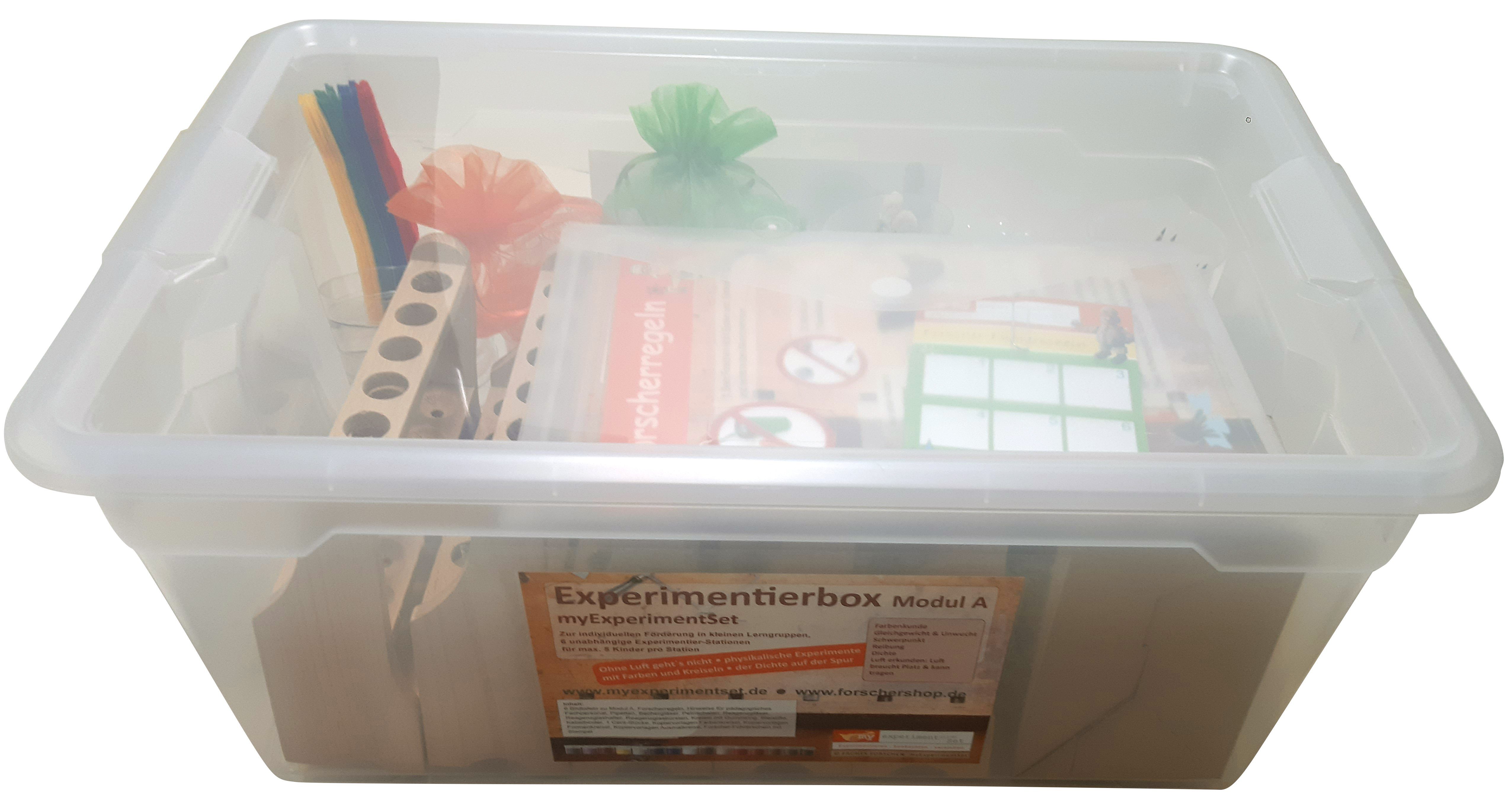 myExperimentSet Experimentierkasten für Forscherstationen in der Grundschule, (6 unabhängige Forscherstationen-tlg., Forschen, Entdecken und Wissen erleben), inkl. laminierten Erklärtafeln mit Bildern und Zeichnungen