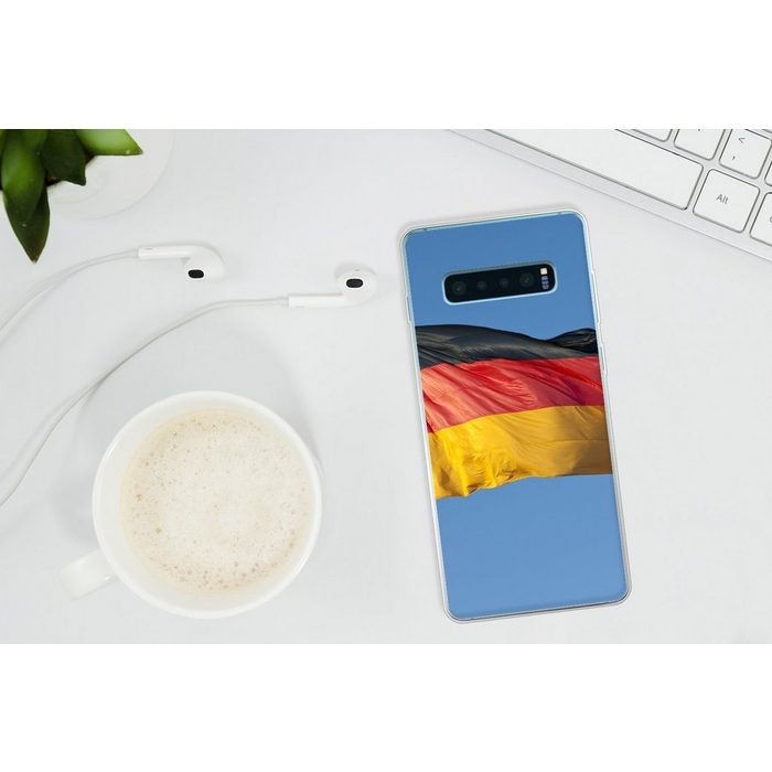 MuchoWow Handyhülle Foto der deutschen Flagge Phone Case Handyhülle Samsung Galaxy S10+ Silikon Schutzhülle FN11452