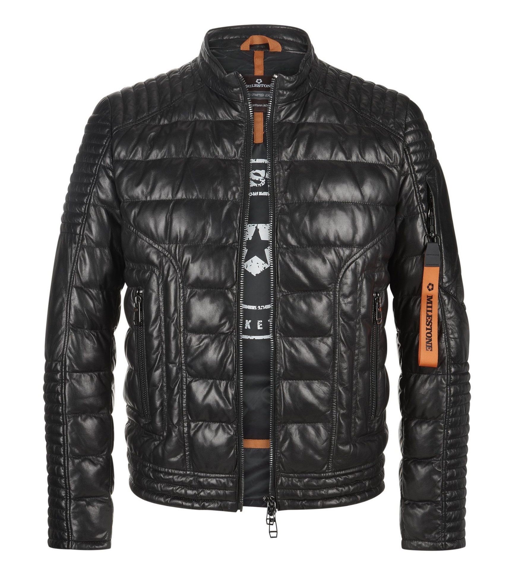 Milestone Lederjacke MSAntony gefütterte Steppjacke in Biker-Optik