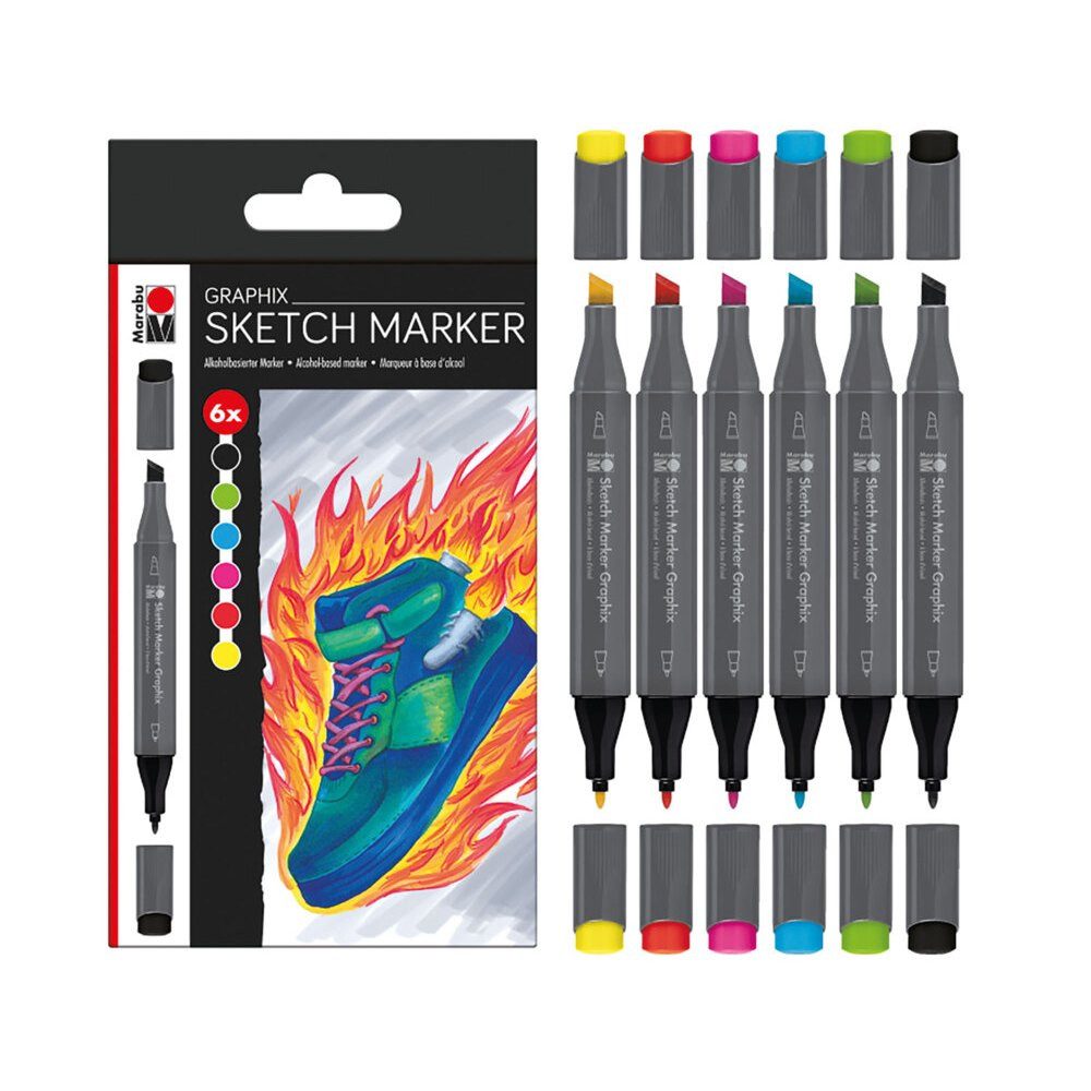 Marker Marabu Sketch Marker GraphixSet Set Heat 6 Teile