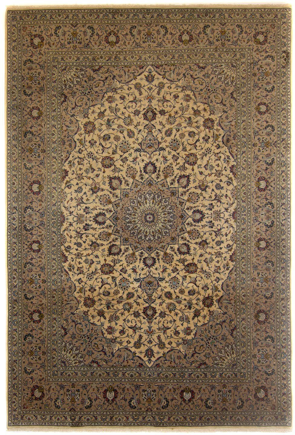 Wollteppich Keshan Medaillon Marrone chiaro 347 x 244 cm, morgenland, rechteckig, Höhe: 10 mm, Unikat mit Zertifikat