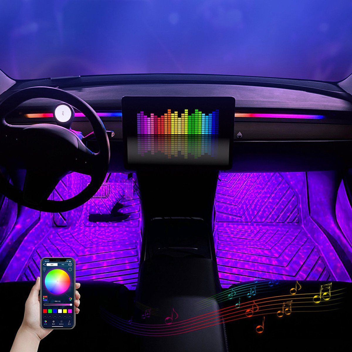 götäzer LED Stripe Umgebungslicht im Auto, Lampe allgemeine dekorative Autofuß-Sternenhimmellampe