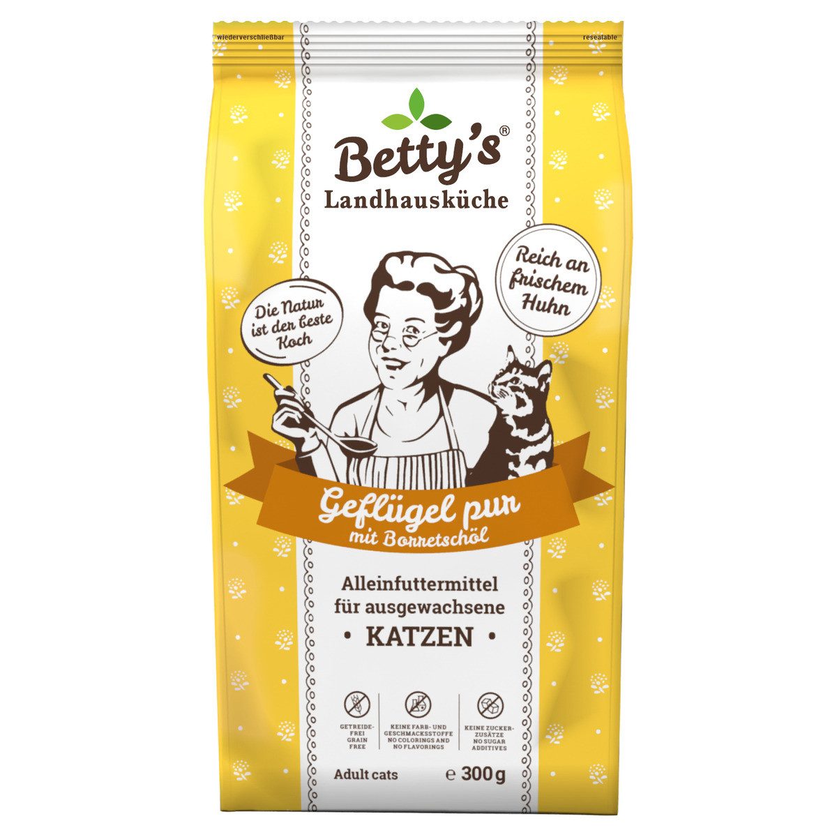 Bettys Landhausküche Adult Geflügel pur 300 g, Trockenfutter für: Katze von Bettys Landhausküche