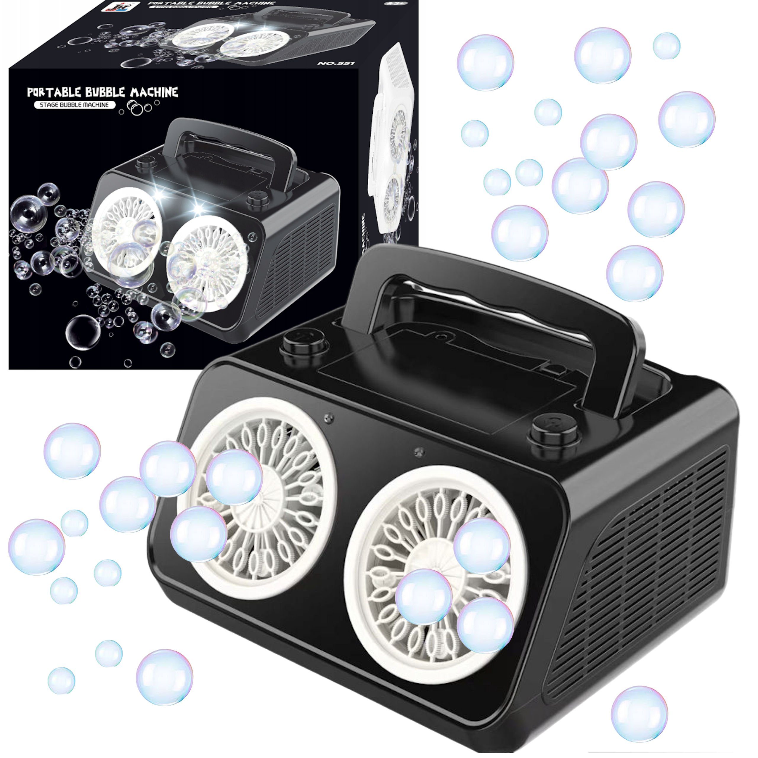 COIL Seifenblasenmaschine Automatische Seifenblasenmaschine, Tragbar Bubble Machine, Doppelmotor,LED,USB-Kabel,26 Löcher,20000+ Blasen/Minute