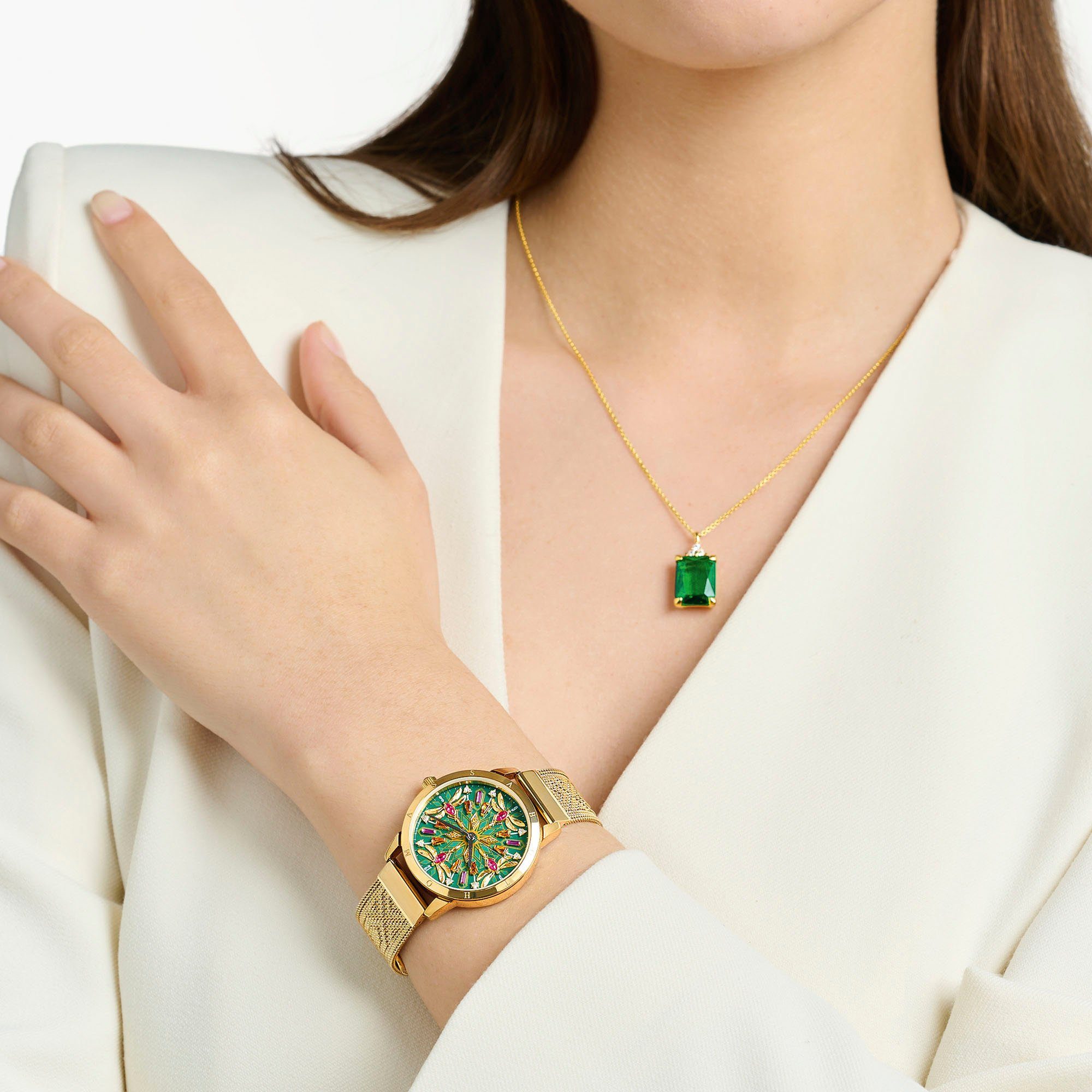 THOMAS SABO Quarzuhr KALEIDOSKOP LIBELLE WA0369-264-211-33 MM, Damenuhr, Armbanduhr, Schmucksteine, Libellen, Edelstahl