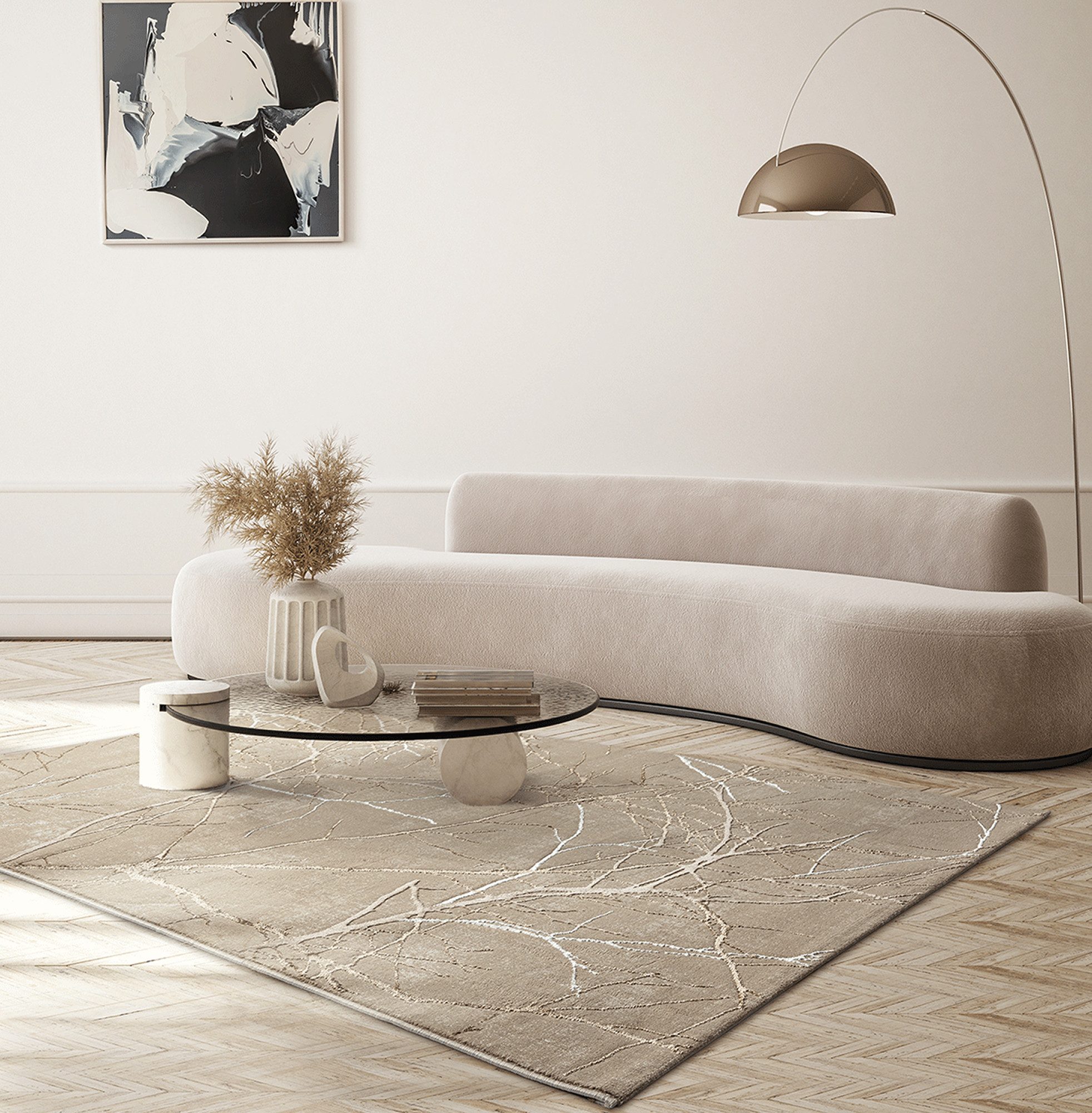 the carpet Teppich Mila, rechteckig, Höhe: 8 mm, moderner Wohnzimmer Teppich elegant glänzender Flor