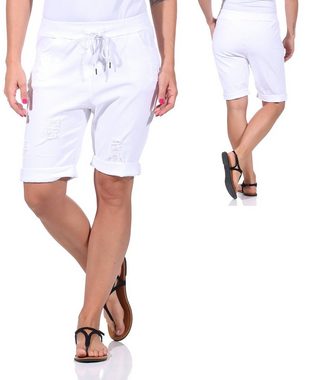 Strandshorts Sommerliche Bermuda für Damen kurze Hose im leichten Distressed Look casual, basic, elastisch, Stretch