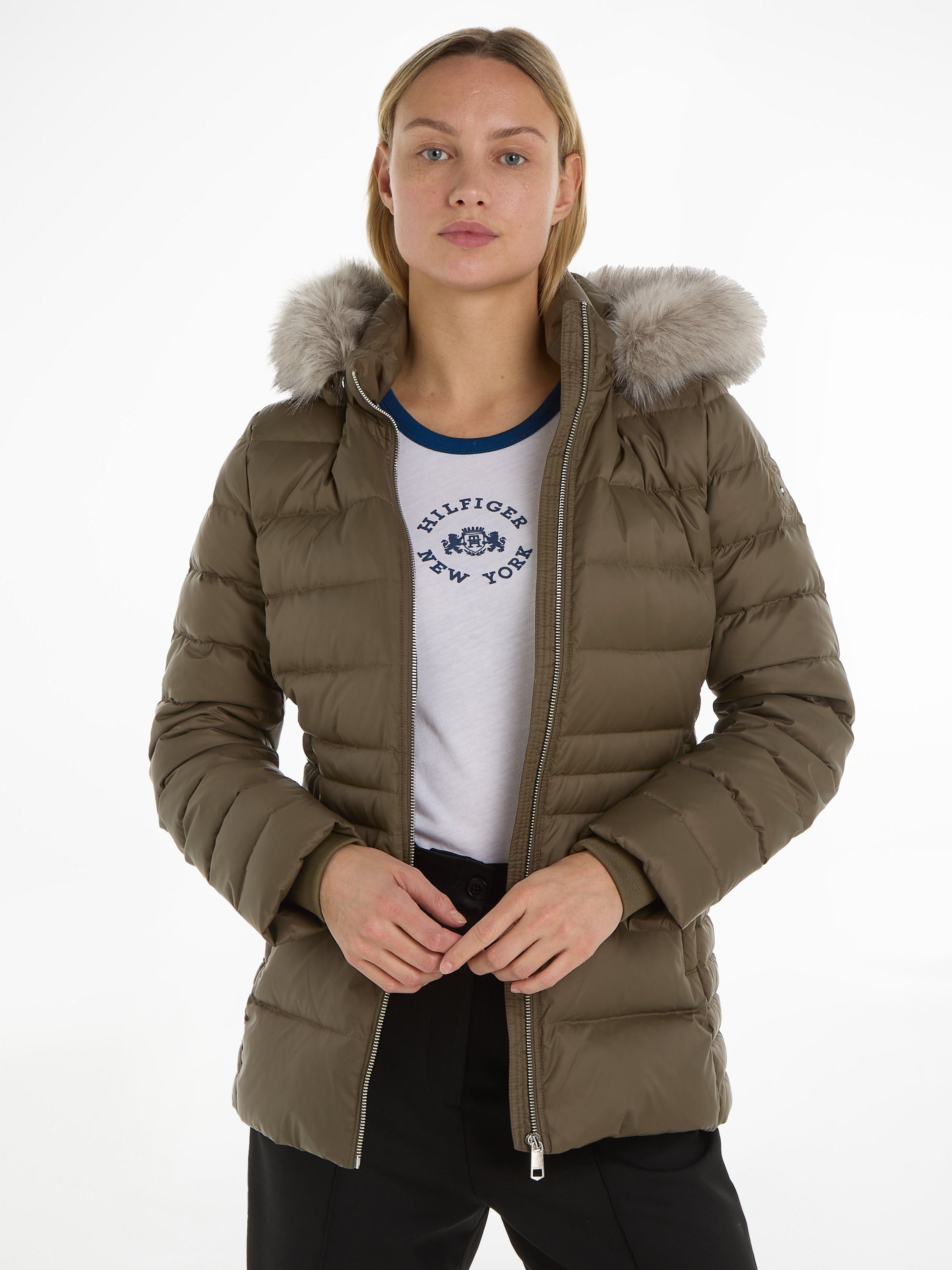 Tommy Hilfiger Daunenjacke TYRA DOWN JACKET WITH FUR mit Kunstpelz-Besatz an Kapuze