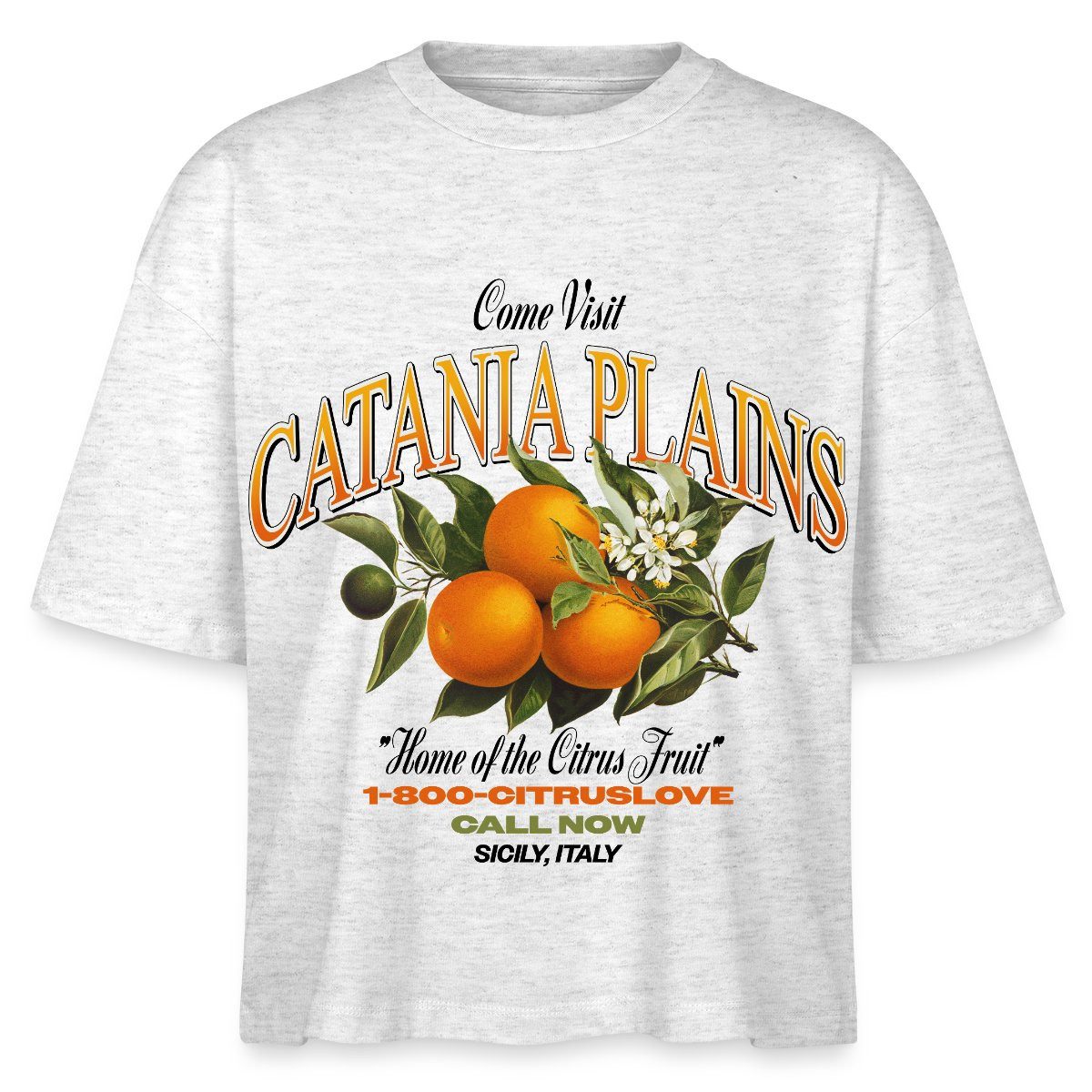 Spreadshirt T-Shirt Italien Urlaub Catania Orangen Paradies Boxy Shirt Damen (1-tlg)