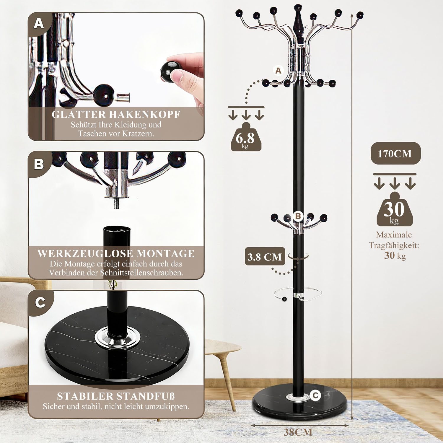 SURFOU Garderobenständer aus Metall Garderobenständer Coat Stand Kleiderbüg günstig online kaufen