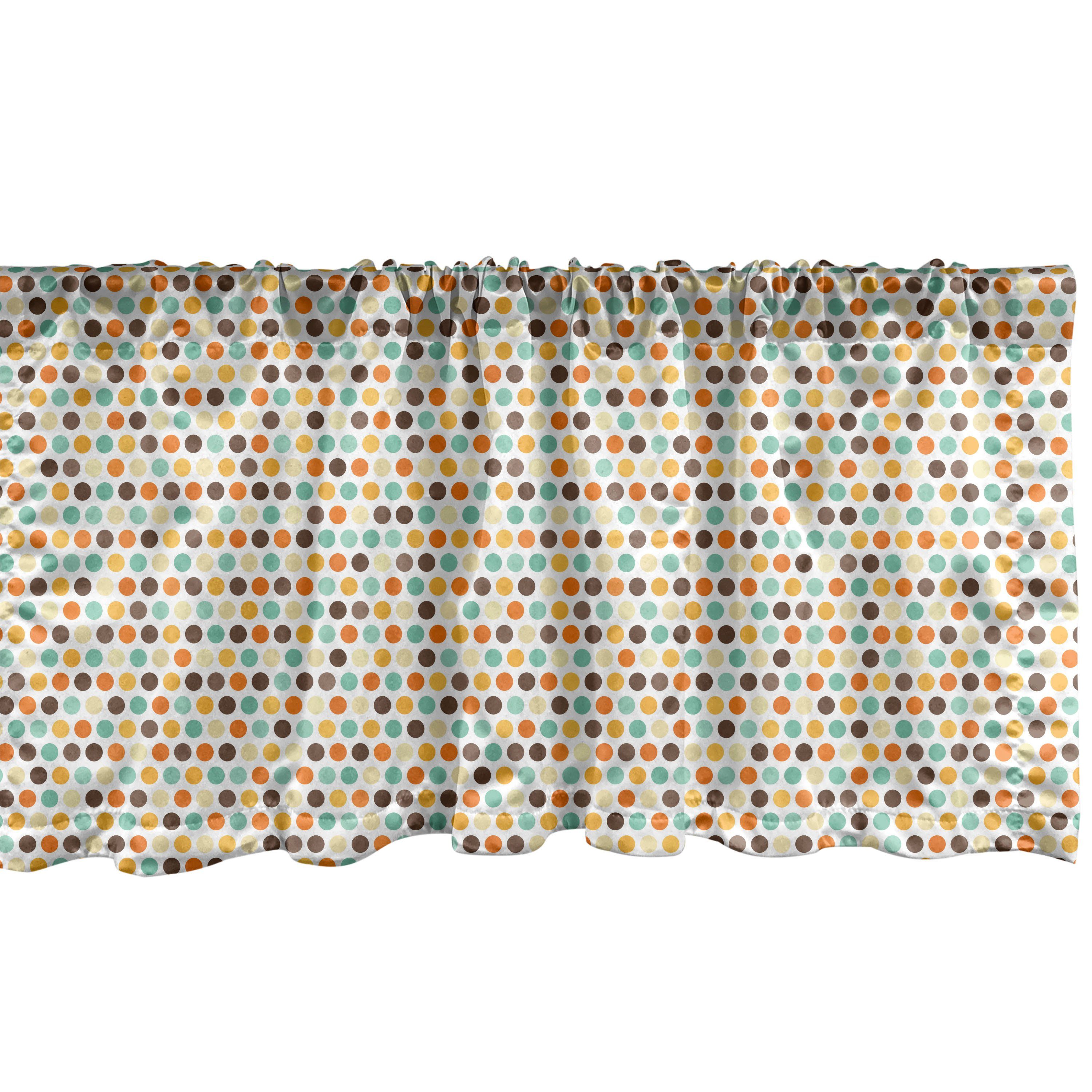 Scheibengardine Vorhang Volant für Küche Schlafzimmer Dekor mit Stangentasche, Abakuhaus, Microfaser, Gelb Braun Bunte Tupfen