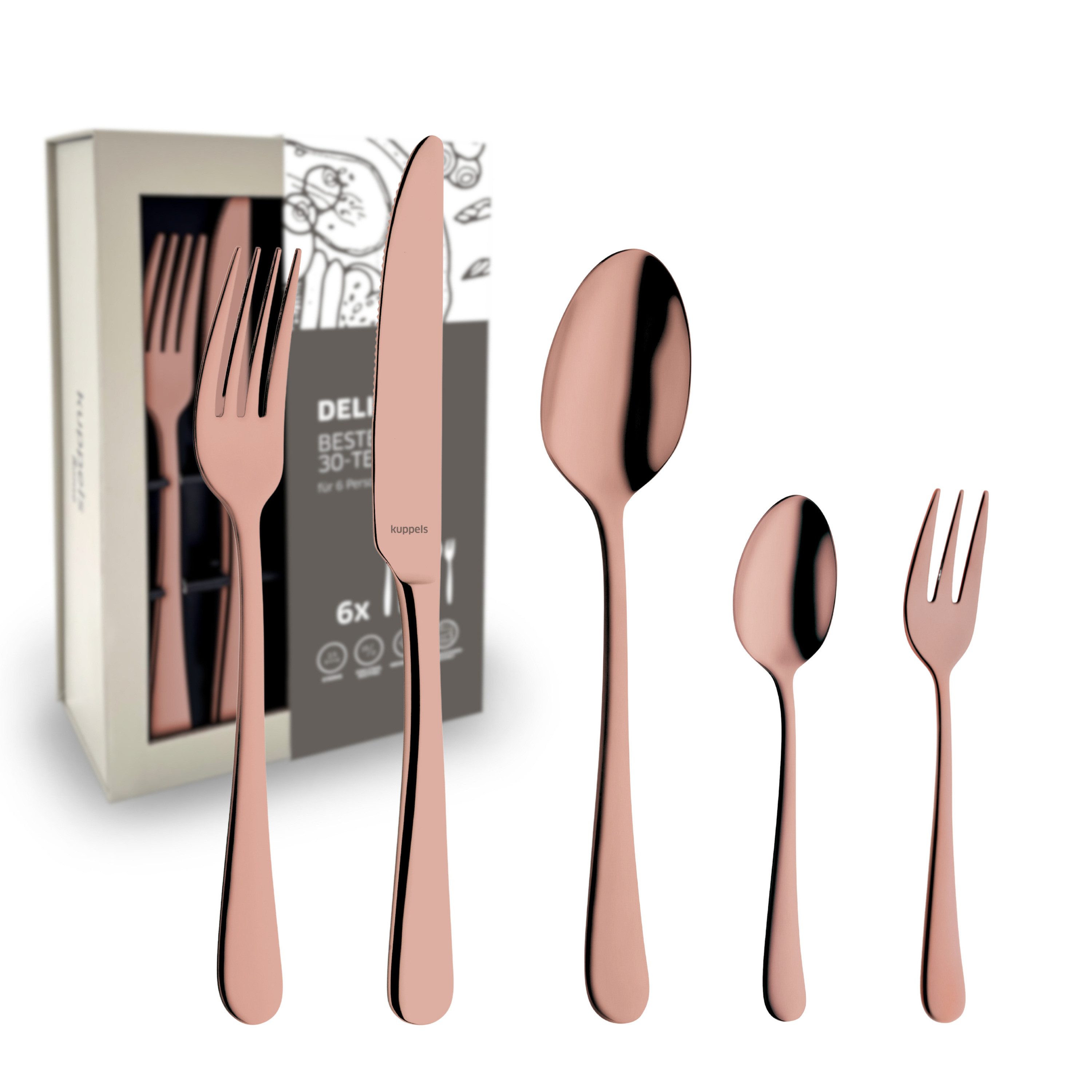 Kuppels Besteck-Set DELIA (30-tlg), 13/0 18/0, PVD rosé, hochglanzpoliert