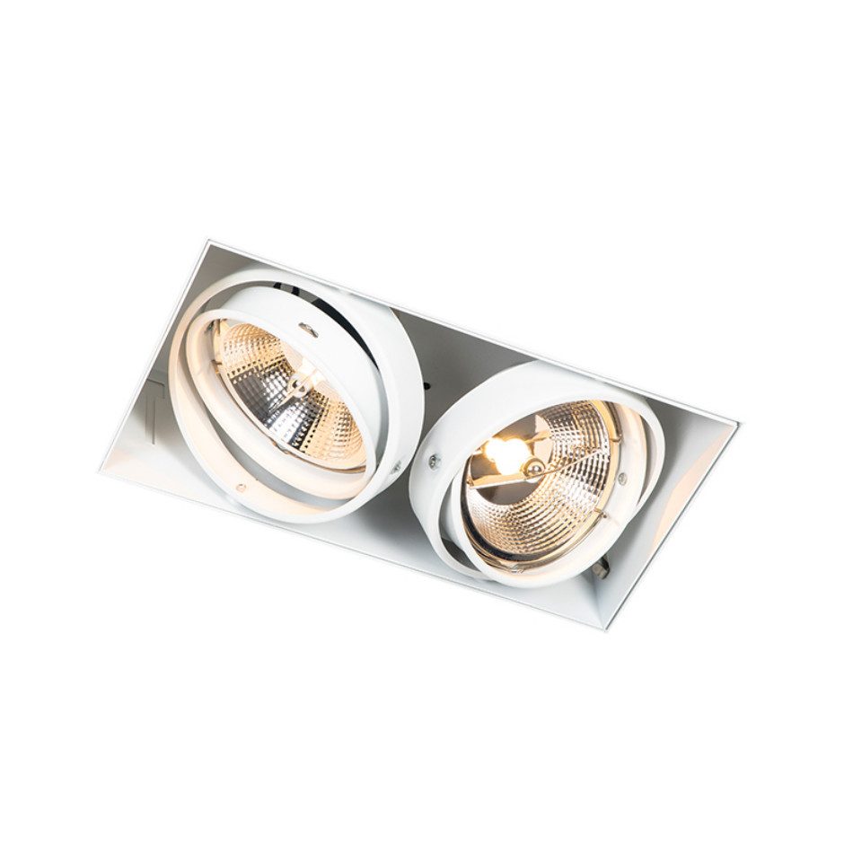 Qazqa LED Einbaustrahler Oneon trimless 111, ohne Leuchtmittel, GU10, Weiß, Modern, Stahl, 2-flammig