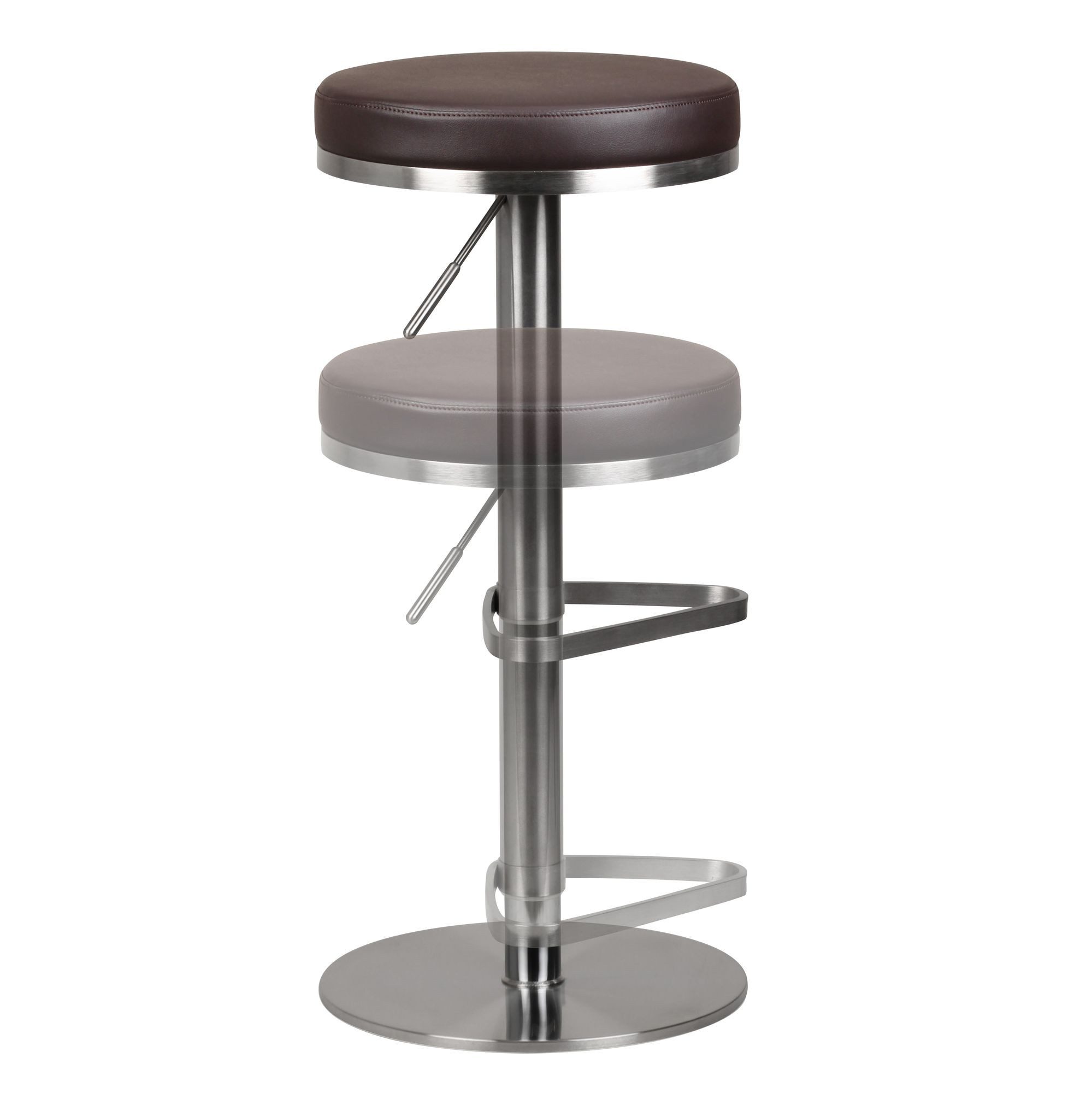 FINEBUY Barhocker SuVa2578_1 Design Barstuhl Höhenverstellbar Tresenhocker Bistrohocker (Tresenhocker Kunstleder, Design Tresenstuhl Modern), Braun 57 - 82 cm Edelstahl Barstuhl 360° Drehbar