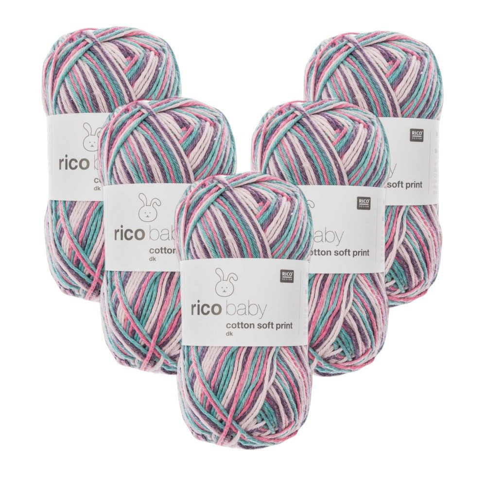 Rico Design 5 x RICO BABY COTTON SOFT PRINT DK Häkelwolle, 250 m