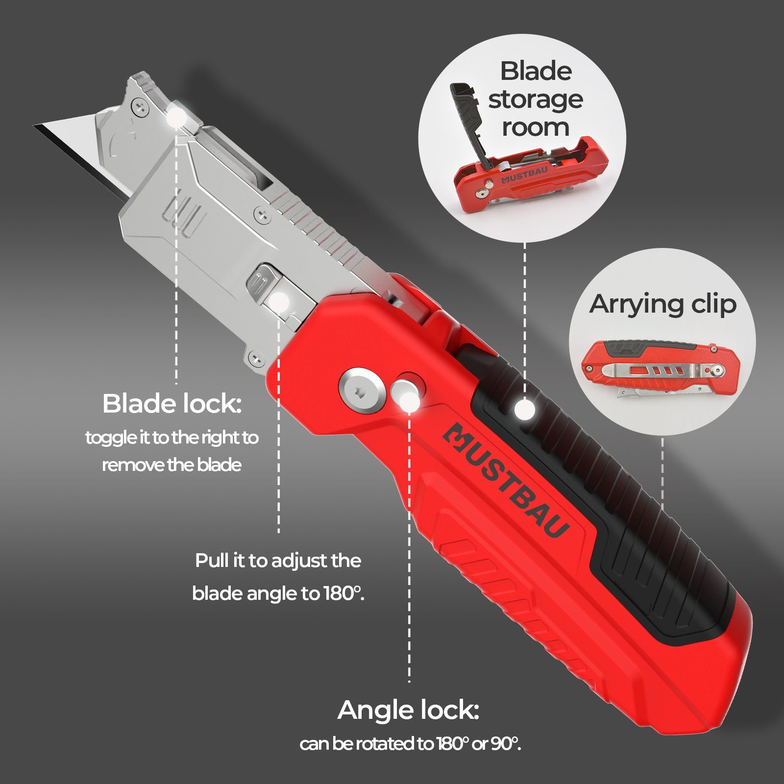 Mustbau Cuttermesser, Taschenmesser Klappmesser mit 12 günstig online kaufen