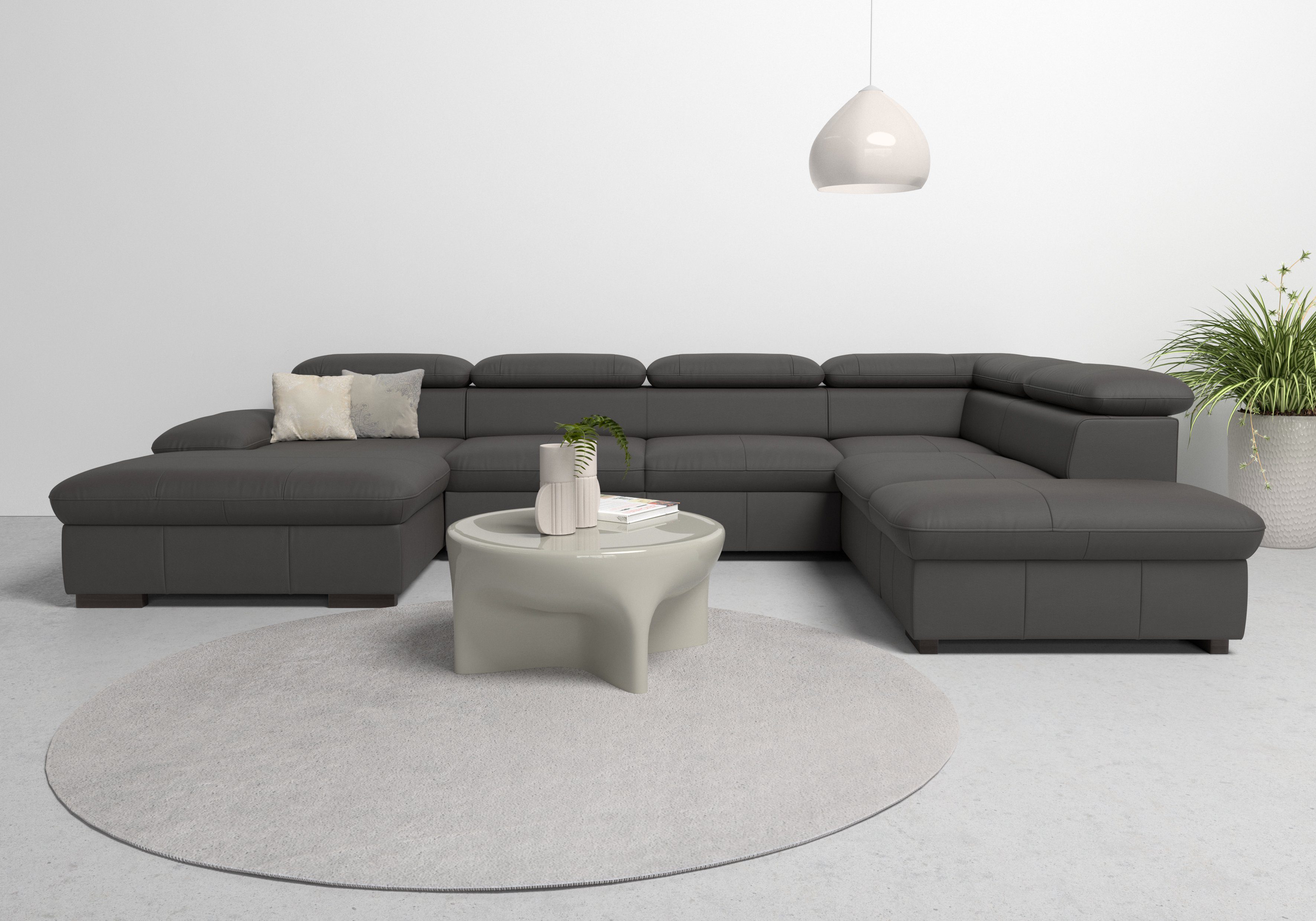 OTTO home Wohnlandschaft Alberto U-Form, B: 350 cm, mit Kopfteilverstellung, XXL-Sofa, optional mit Schlaffunktion, Couch mit Lederoption
