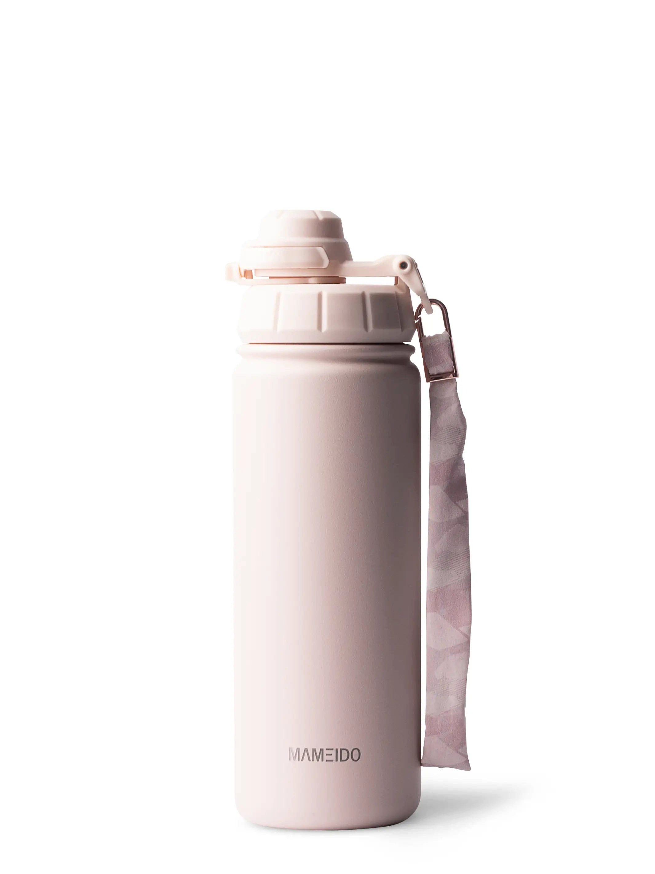 MAMEIDO Thermoflasche, mit 2-in-1 Deckel, Strohhalm und Handschlaufe in 500 ml, 700 ml & 1,2l