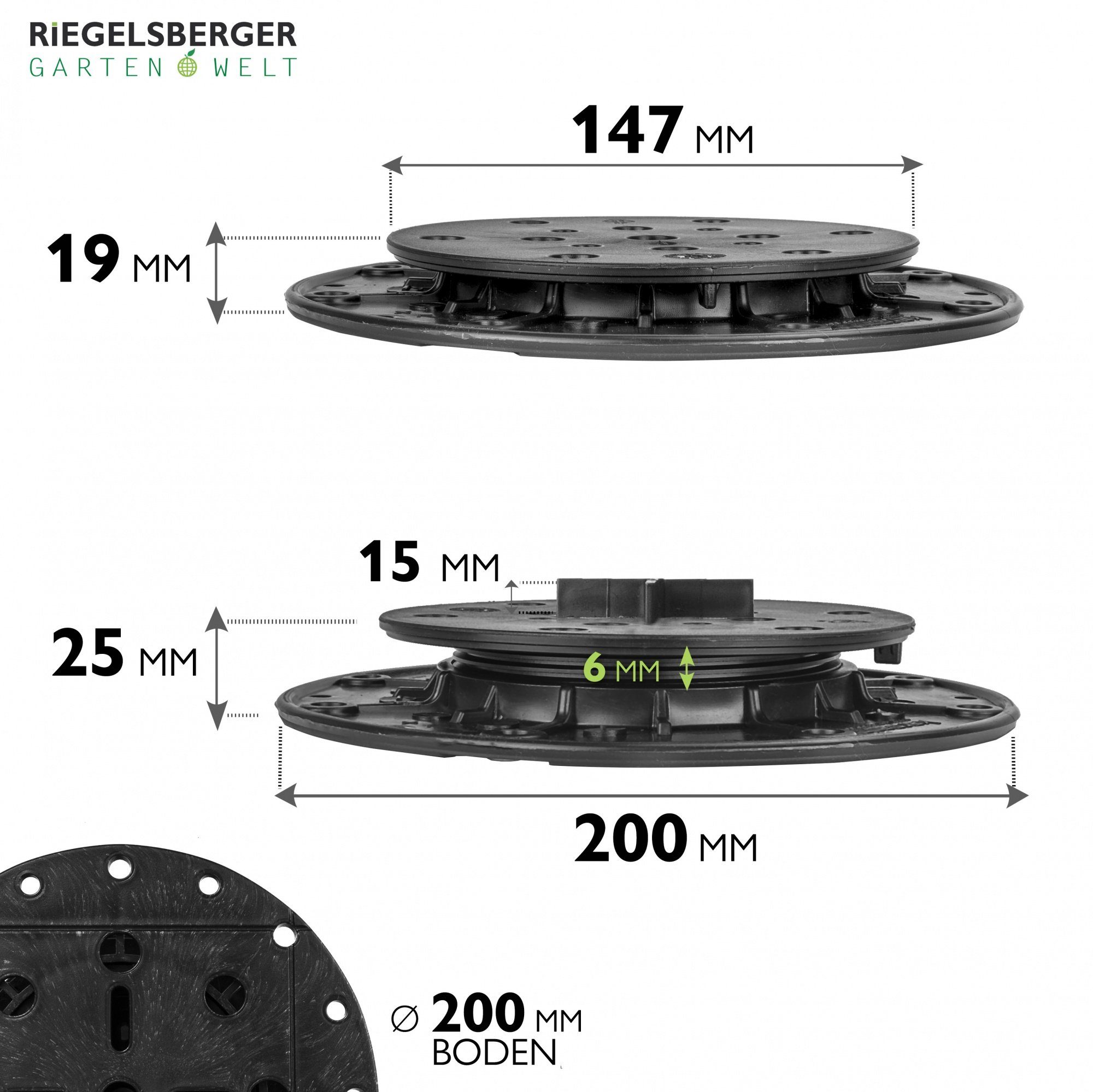 Terrassenlager Riegelsberger Stein Beton Stelzlager Stellfuß Keramikplatten für Stellfuß BASIC Gartenwelt Plattenlager