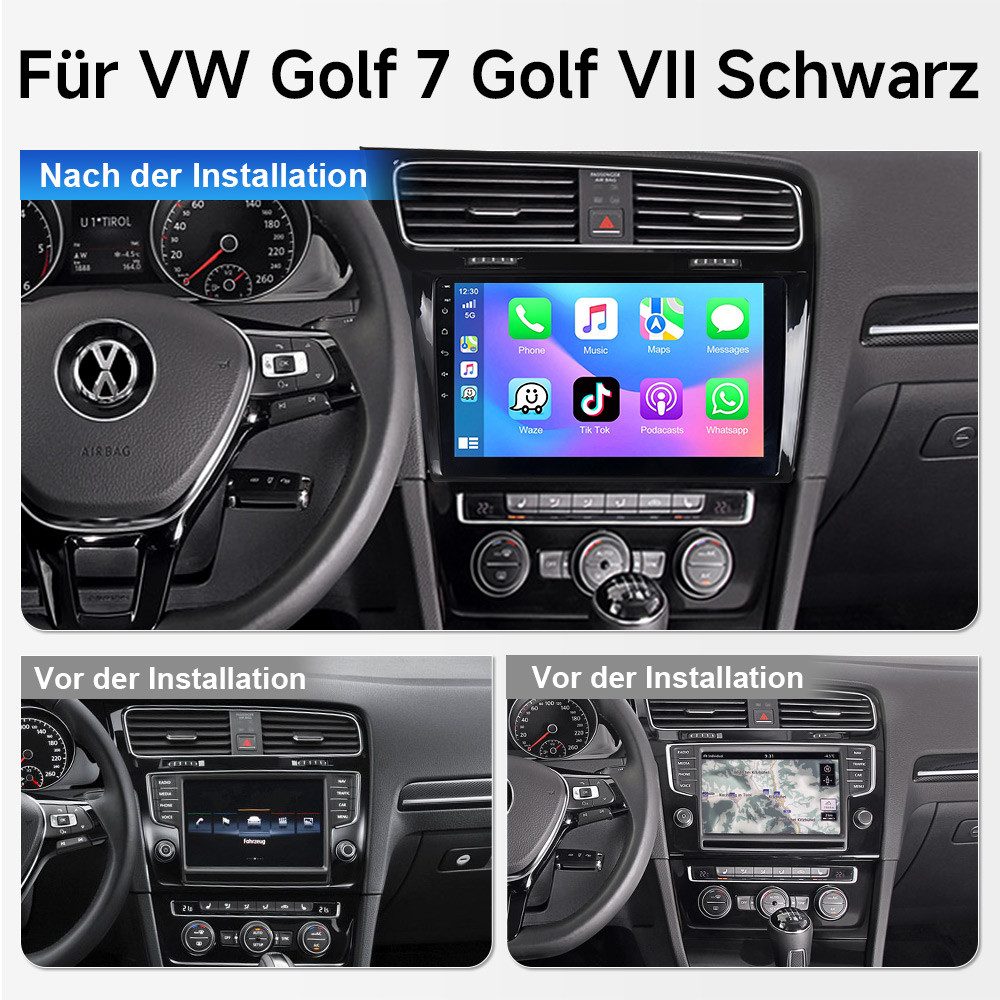 A-Sure 10.1" Für VW Golf 7 VII MK7 2012-2017 4+64GB RDS DSP Navi 1280*800 IPS Autoradio (Digitalradio (DAB), UI Theme, SWC, Canbus) – Bild 2 von 5