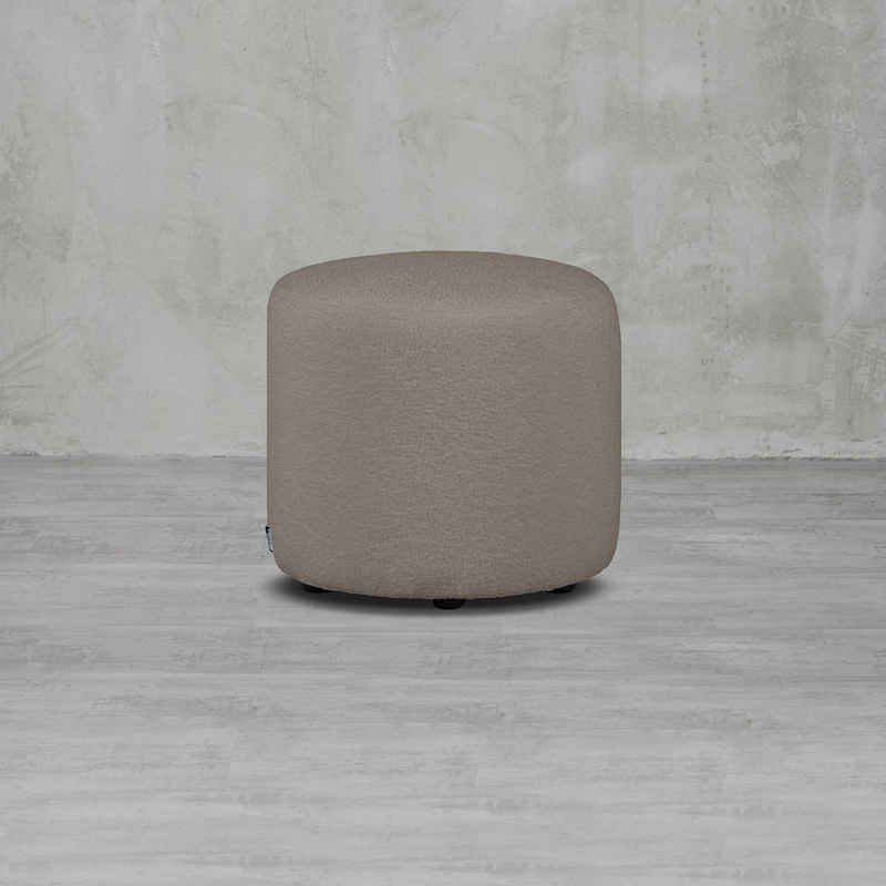 carla&marge Pouf Tirenia (Sitzhocker mit Plüschbezug in Taupe), eleganter Bouclé-Bezug (46x45x45cm)