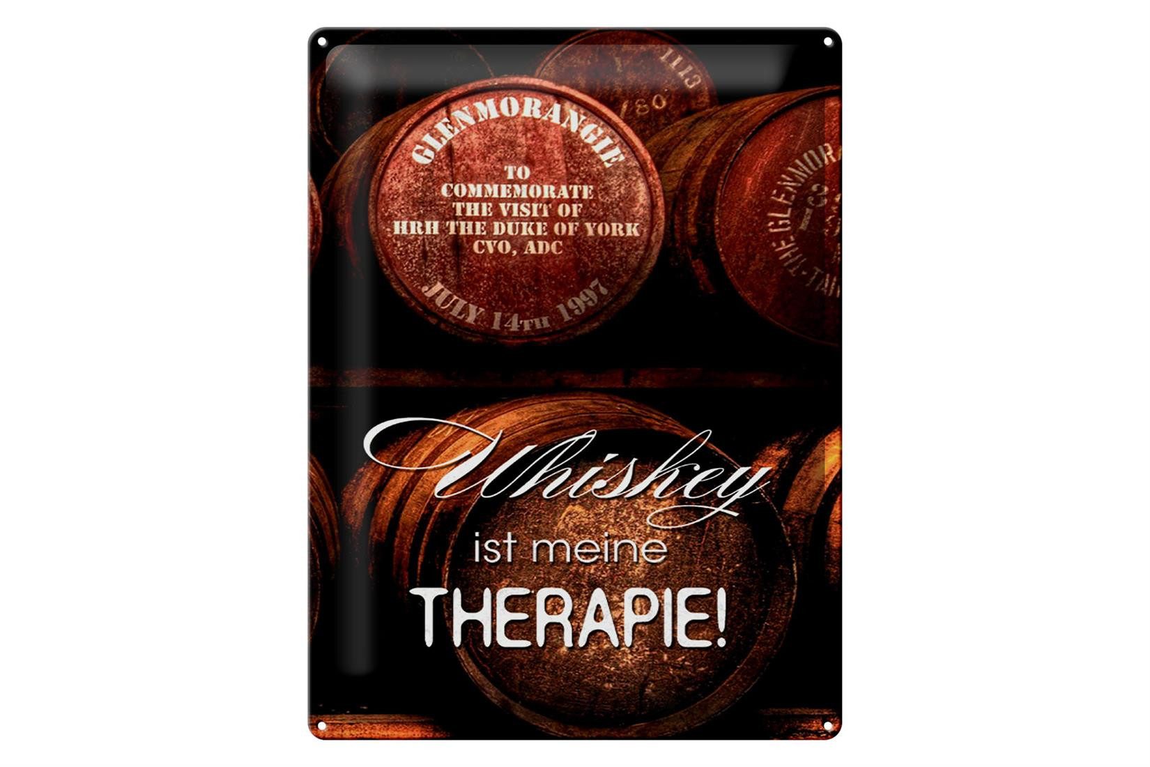 Metallschild Spruch 30x40cm Whiskey ist meine Therapie