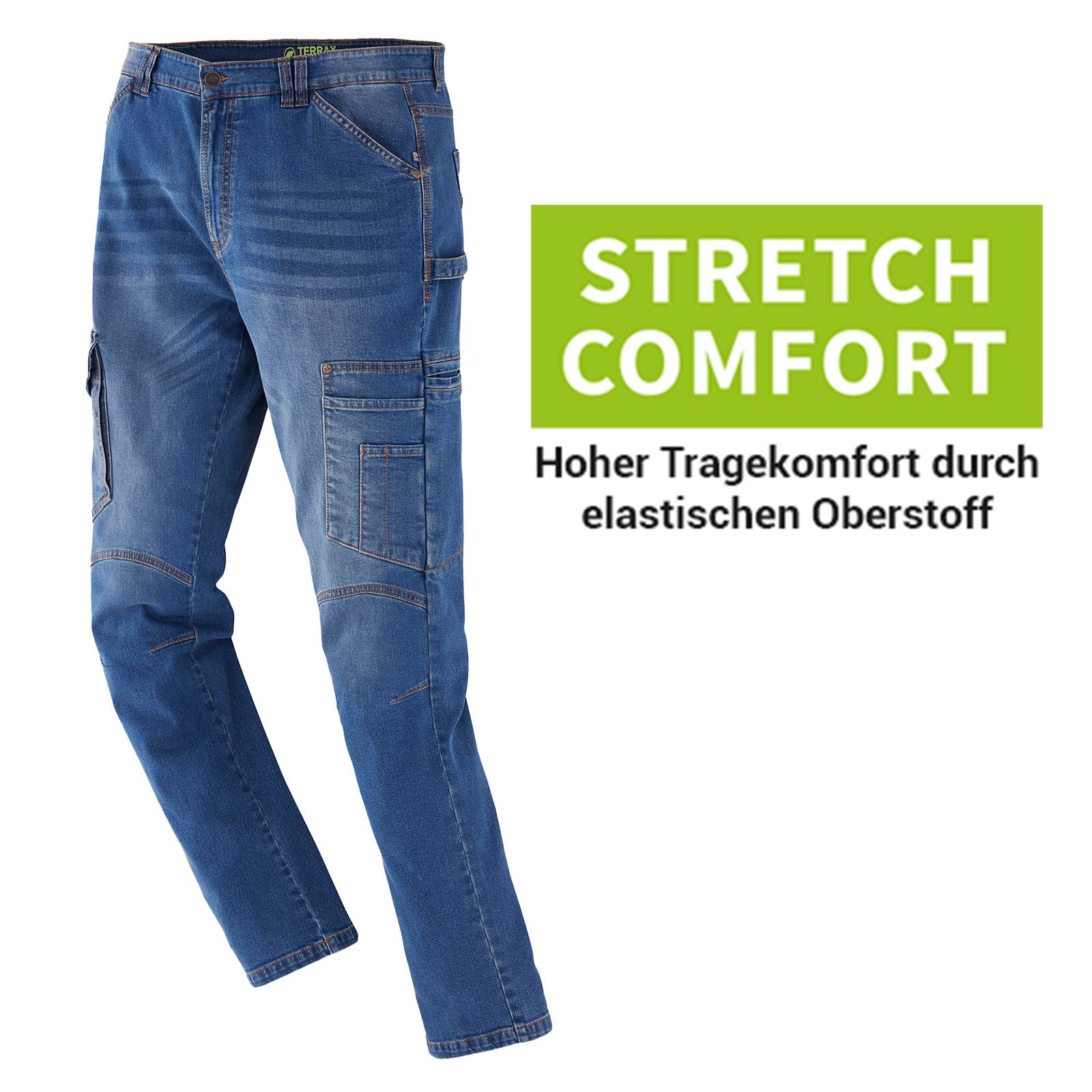 Dassy Melbourne Multitaschen-Stretch-Jeans Mit Kniepolstertaschen Jeansblau Schwarz Dassy