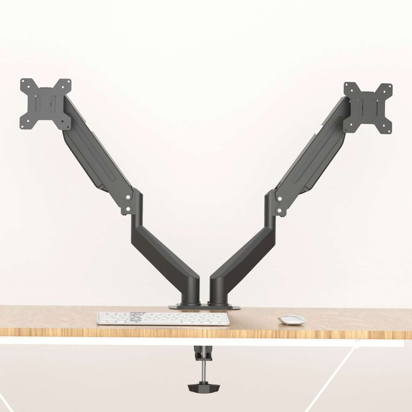 LMG Germany Monitor-Halterung Monitorhalterung für 2 Monitore bis 32 Zoll, je 10 kg, flexibel, (bis 32 Zoll, Gasfeder, VESA 75/100, 360° drehbar, Kabelmanagement, 2 Arme)