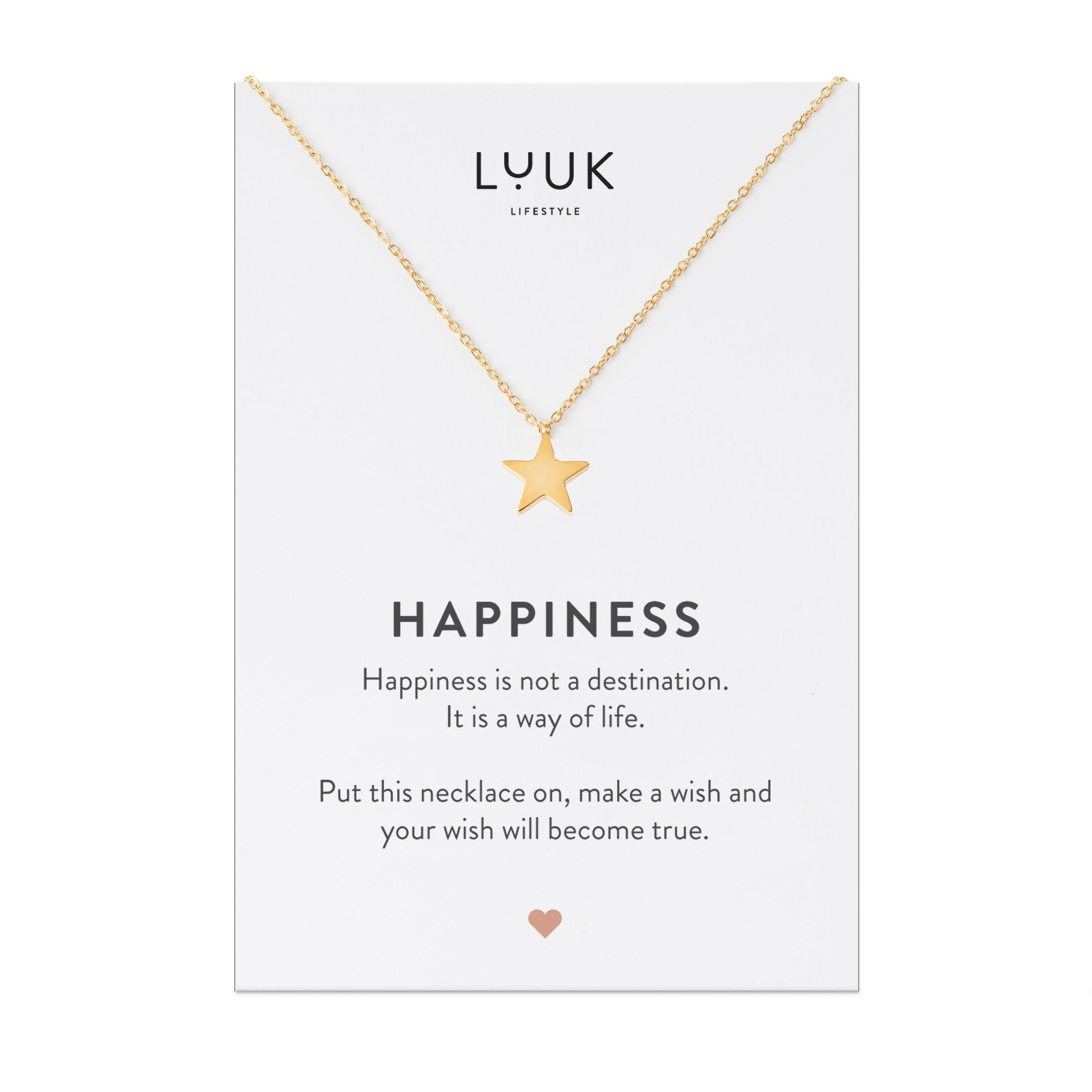 LUUK LIFESTYLE Kette mit Anhänger Stern, aus wasserfestem Edelstahl, Sternen Kette, Glücksbringer