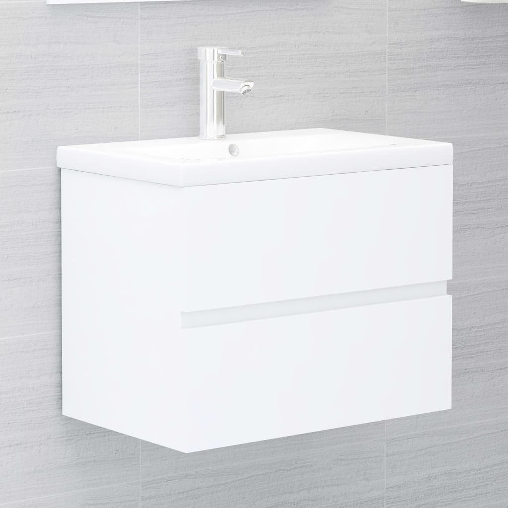Thumbnail - vidaXL Waschtisch Waschbeckenunterschrank mit Einbaubecken Weiß Spanplatte 60 cm