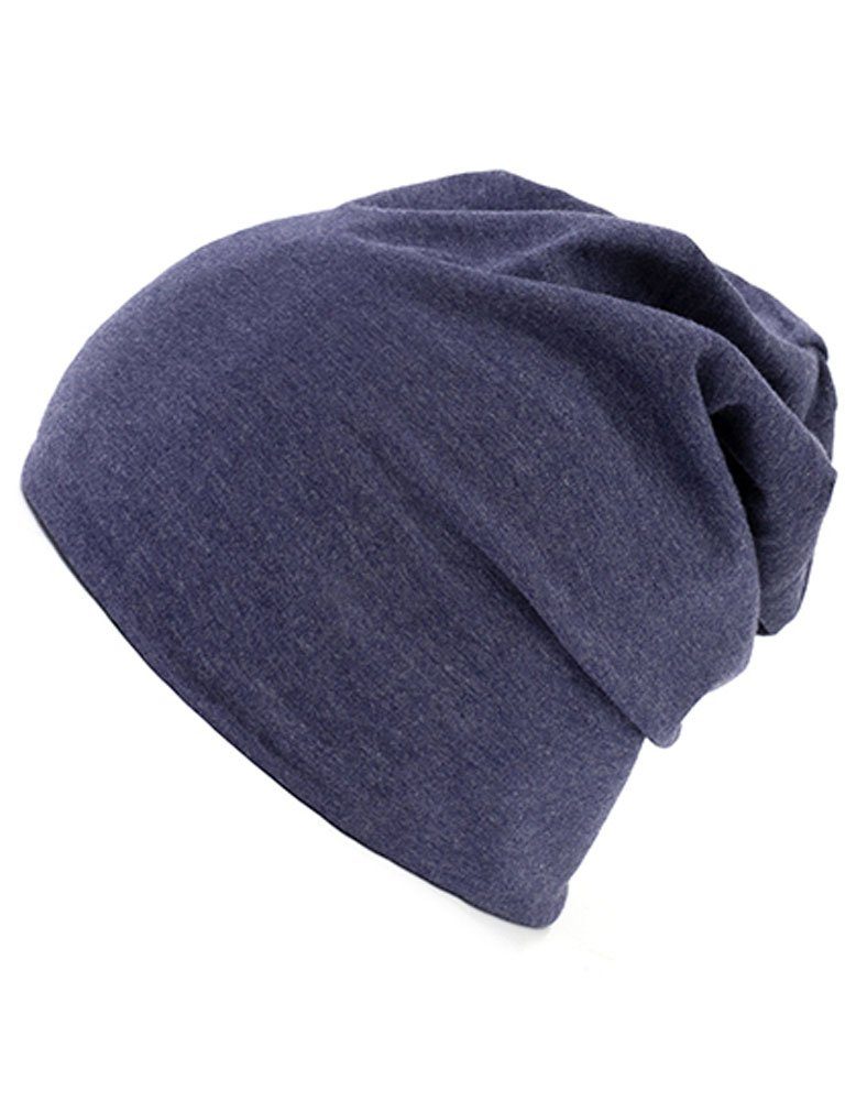 Modescout Stadler Beanie Jersey Mütze Slouch Beanie aus Bio-Baumwolle Heather Navy