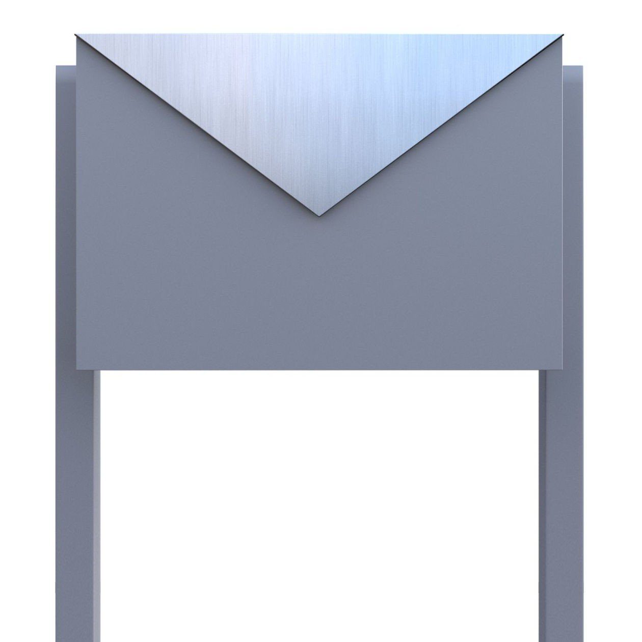 Bravios Grau Metallic Standbriefkasten mit Letter Edelsta Briefkasten