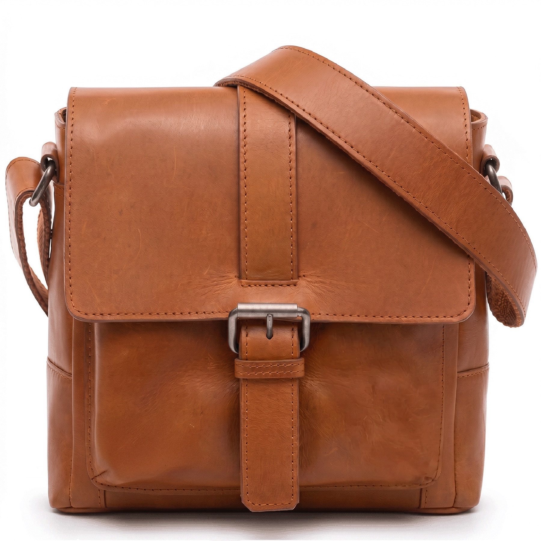 SID & VAIN Messenger Bag echt Leder Schultertasche groß braun GRAHAM, Umhängetasche echt Leder Unisex, Crossbody Bag braun