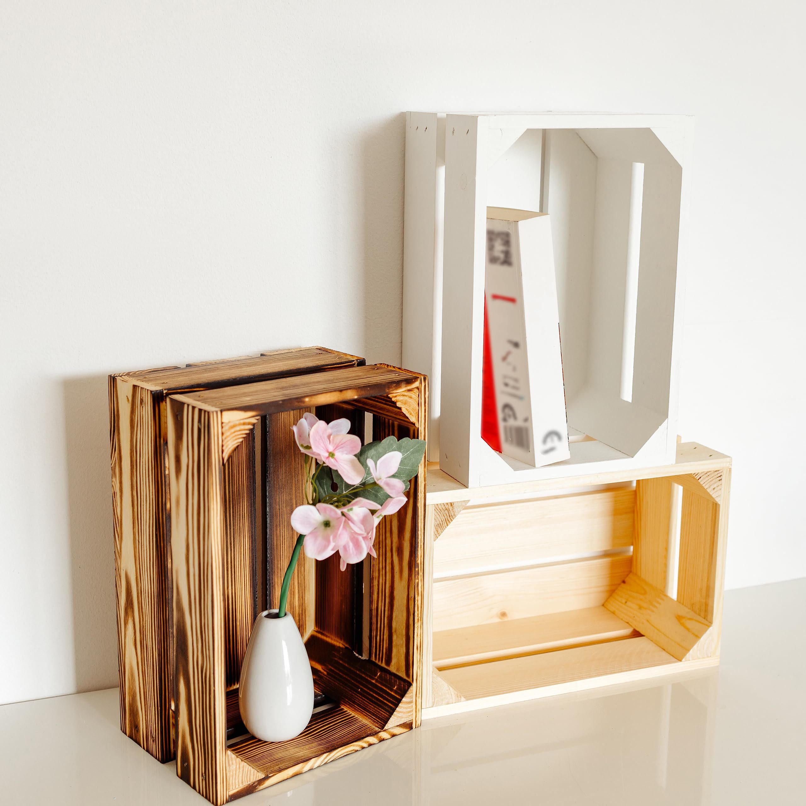 Creative Deco Holzkiste 3x Weinkisten Set Obstkiste Holz (3 Kisten) günstig online kaufen