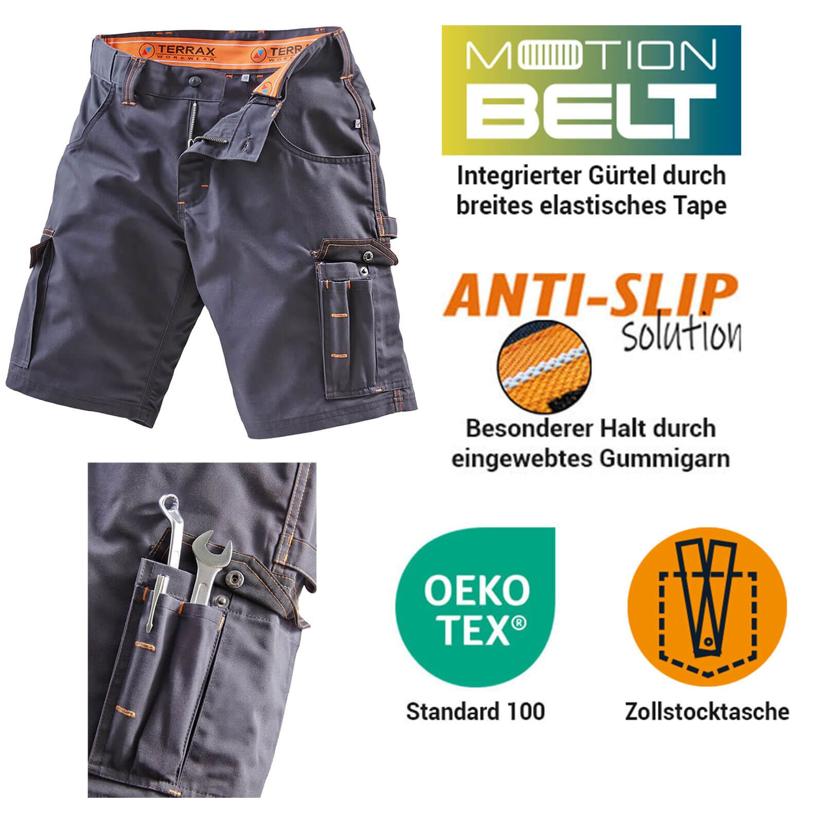 Terrax Workwear Arbeitsshorts Herren Arbeitshose Shorts mit integriertem Gü günstig online kaufen