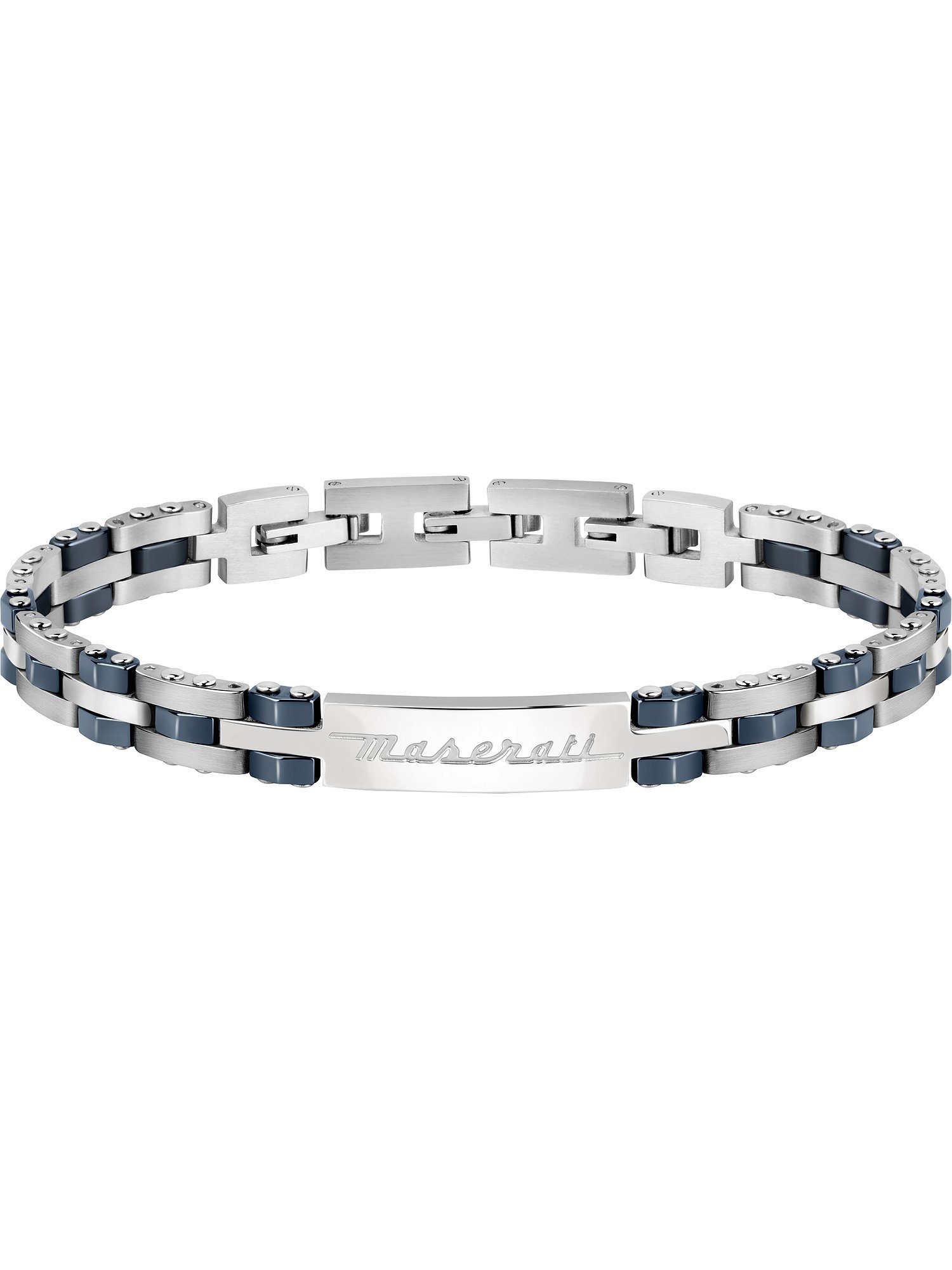 MASERATI Edelstahlarmband Maserati Herren-Armband Edelstahl, Keramik blau