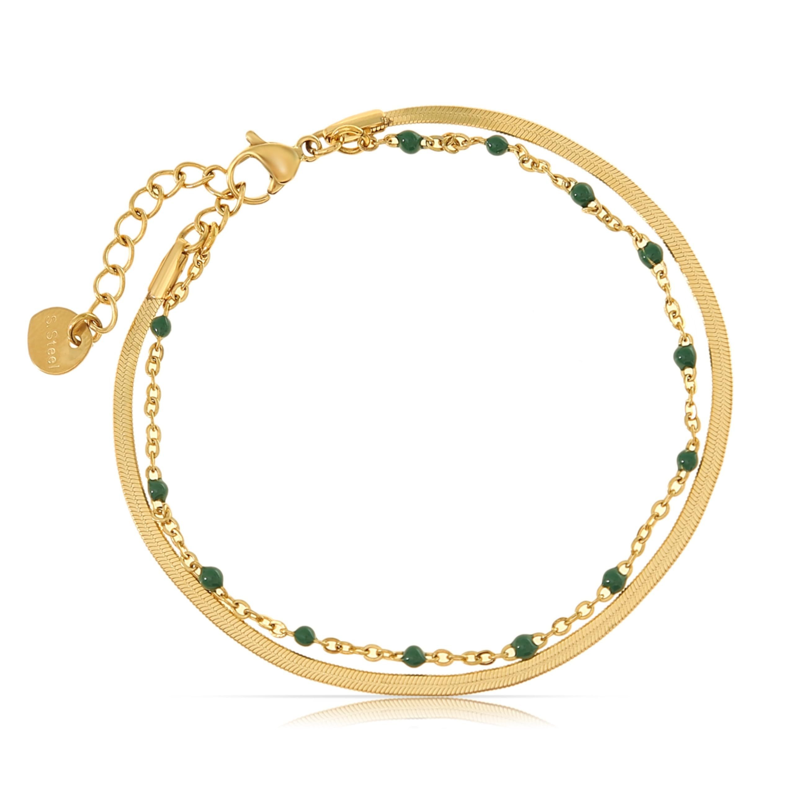 Made by Nami Edelstahlarmband Zweireihiges Armband Damen Gold aus Edelstahl günstig online kaufen