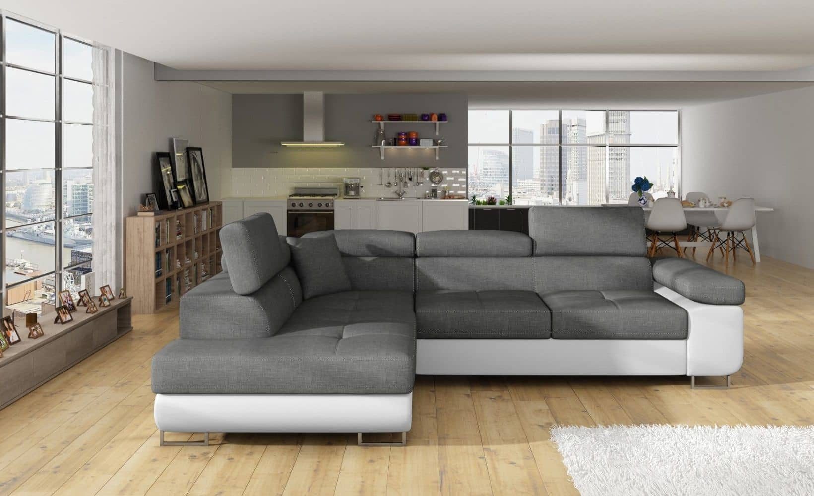 Myhomelando Ecksofa Anton 272 × 203 cm - Schlaffunktion, Bettkasten & Luxus-Webstoff, Ecksofa L-Form, Eckcouch mit Schlaffunktion & Bettkasten