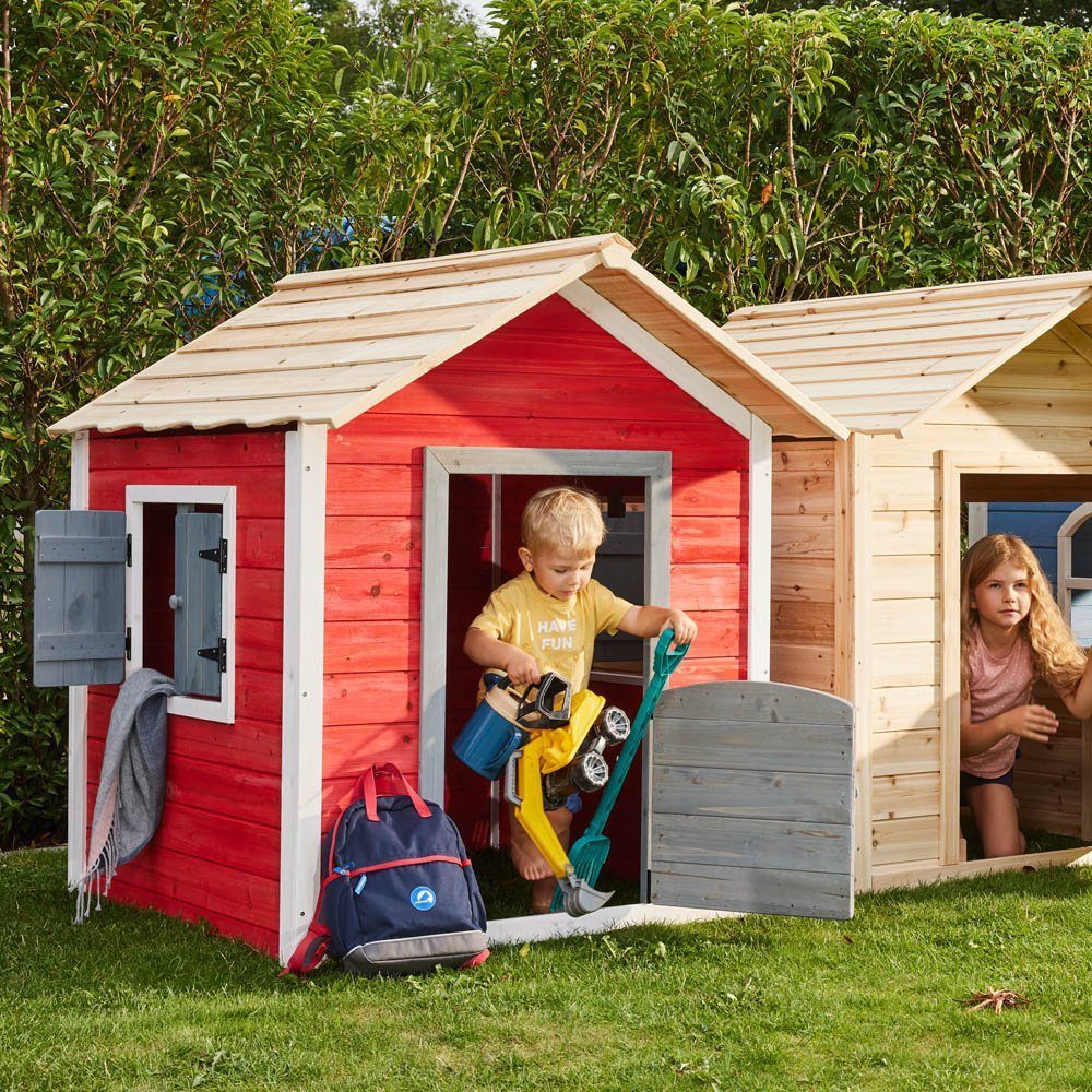 HOME DELUXE Spielhaus DAS KLEINE SCHLOSS - 101 x 106 x 128 cm, Gartenhaus für Kinder, Kinderspielhaus. Spielhaus aus Holz Outdoor