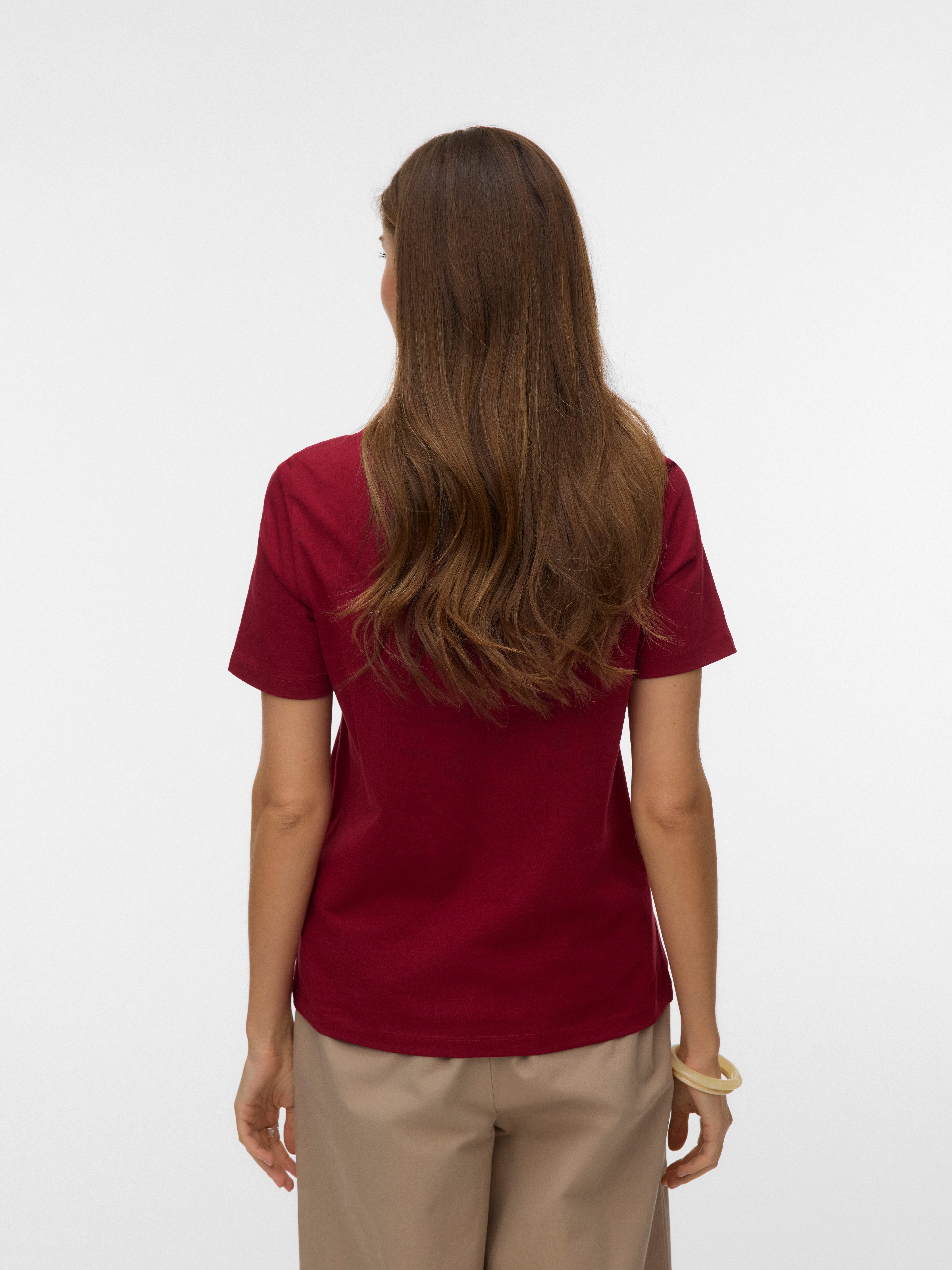 Vero Moda Kurzarmshirt VMPAULINA SS T-SHIRT GA JRS NOOS Baumwolle, regular fit