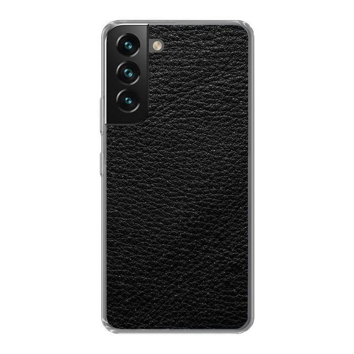 MuchoWow Handyhülle Leder - Lederoptik - Schwarz - Grau Phone Case Handyhülle Samsung Galaxy S22+ Silikon Schutzhülle