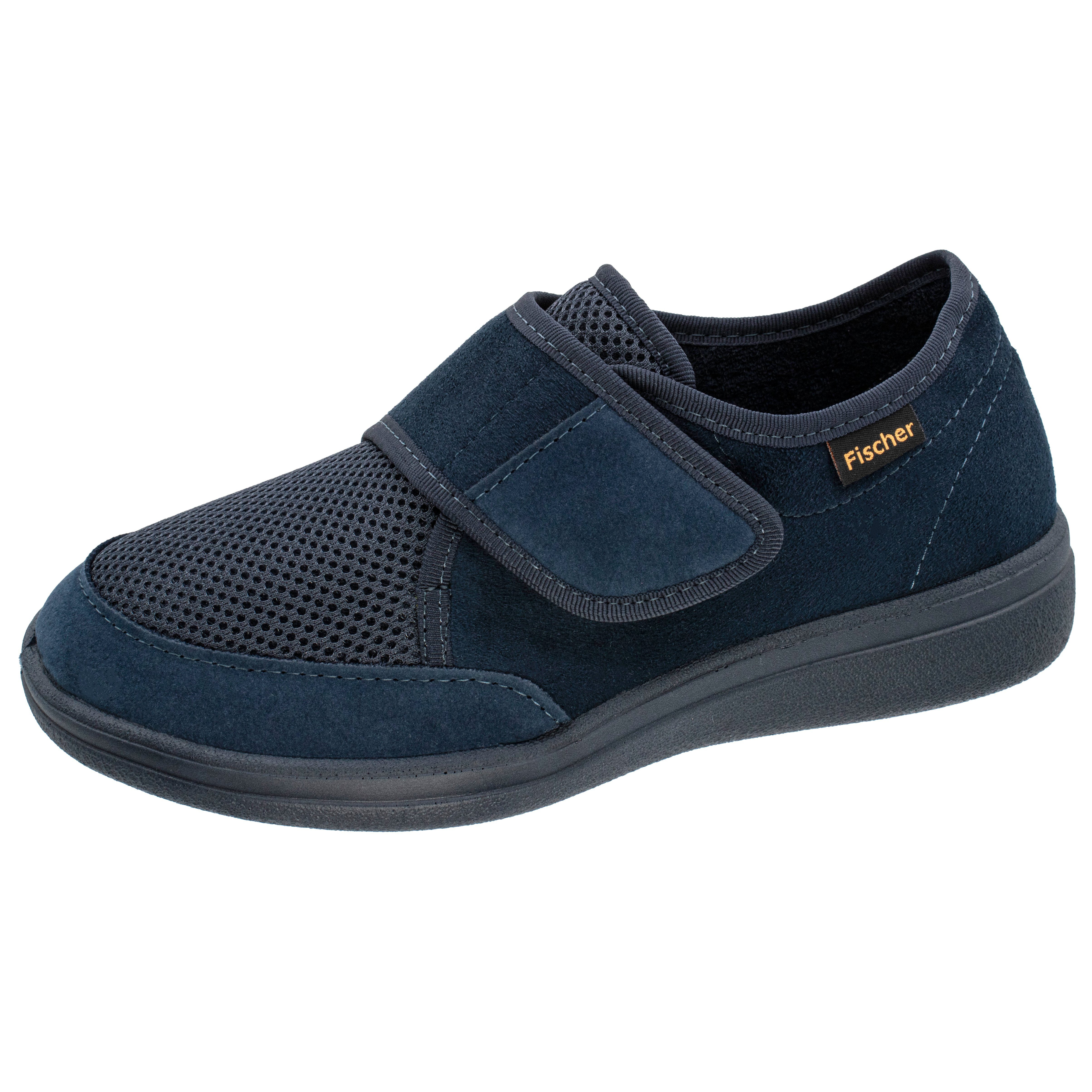 Fischer-Markenschuh Bad Wiessee Hausschuh aus Mesh/Velour, Frotteefutter, Einlegesohle herausnehmbar, Weite L