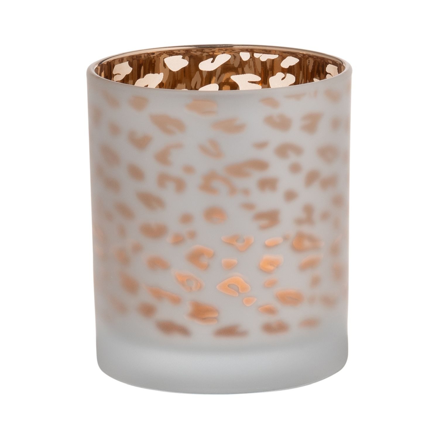 INNA-Glas Kerzenhalter Votivglas SENGA, Leopardenmuster, matt-Gold, 10cm, Ø9cm