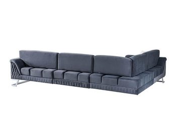 JVmoebel Ecksofa Stilvolle Graue L-Form Couch Wohnzimmer Designer Stoffsofa Eckcouch, 1 Teile, Made in Europa