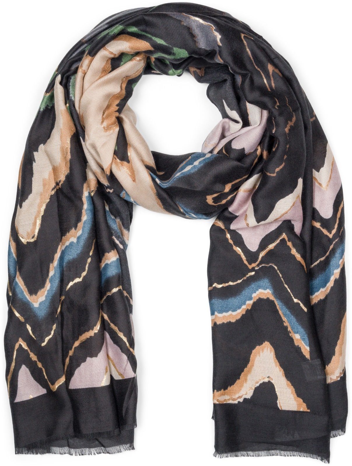 styleBREAKER Modeschal Leichter Schal mit Zick-Zack Muster, (1-St) günstig online kaufen
