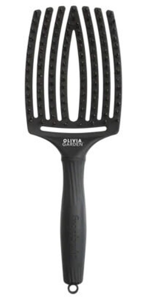 OLIVIA GARDEN Haarbürste Olivia Garden Fingerbrush Care Iconic Sanglier & Nylon Schwarz Large